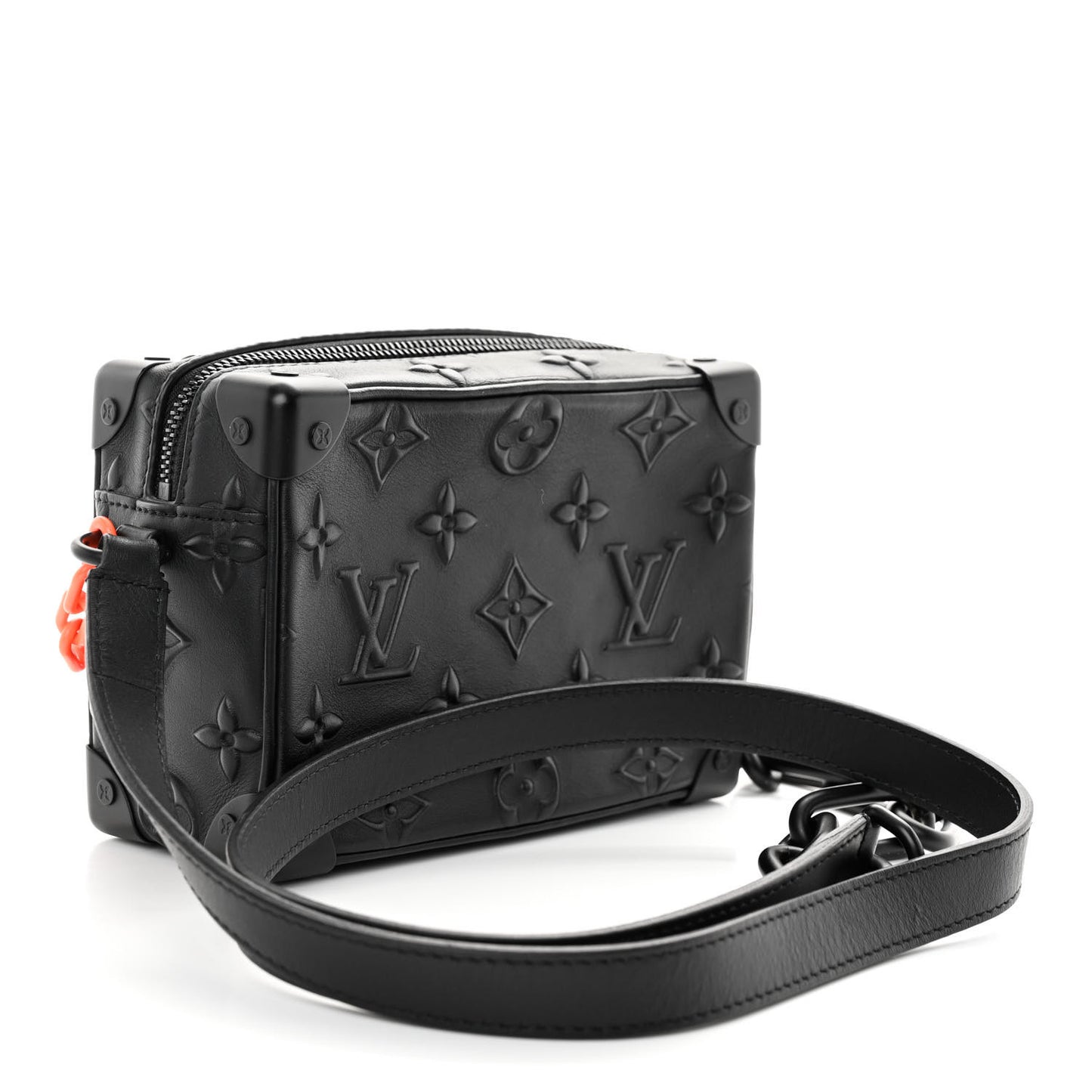 Calfskin Debossed Monogram Solar Ray Mini Soft Trunk Black