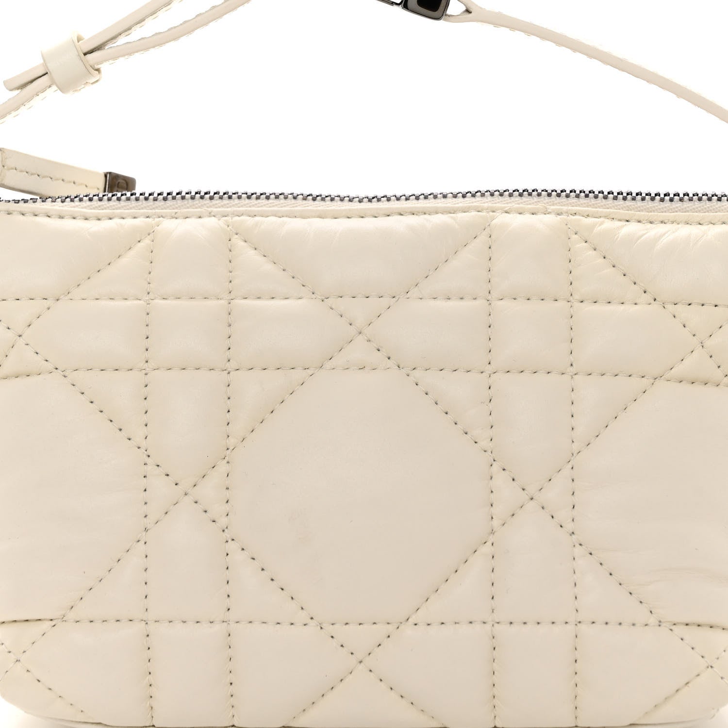 Christian Dior Calfskin Macrocannage Small Diortravel Nomad Pouch Ivory 8 of 10