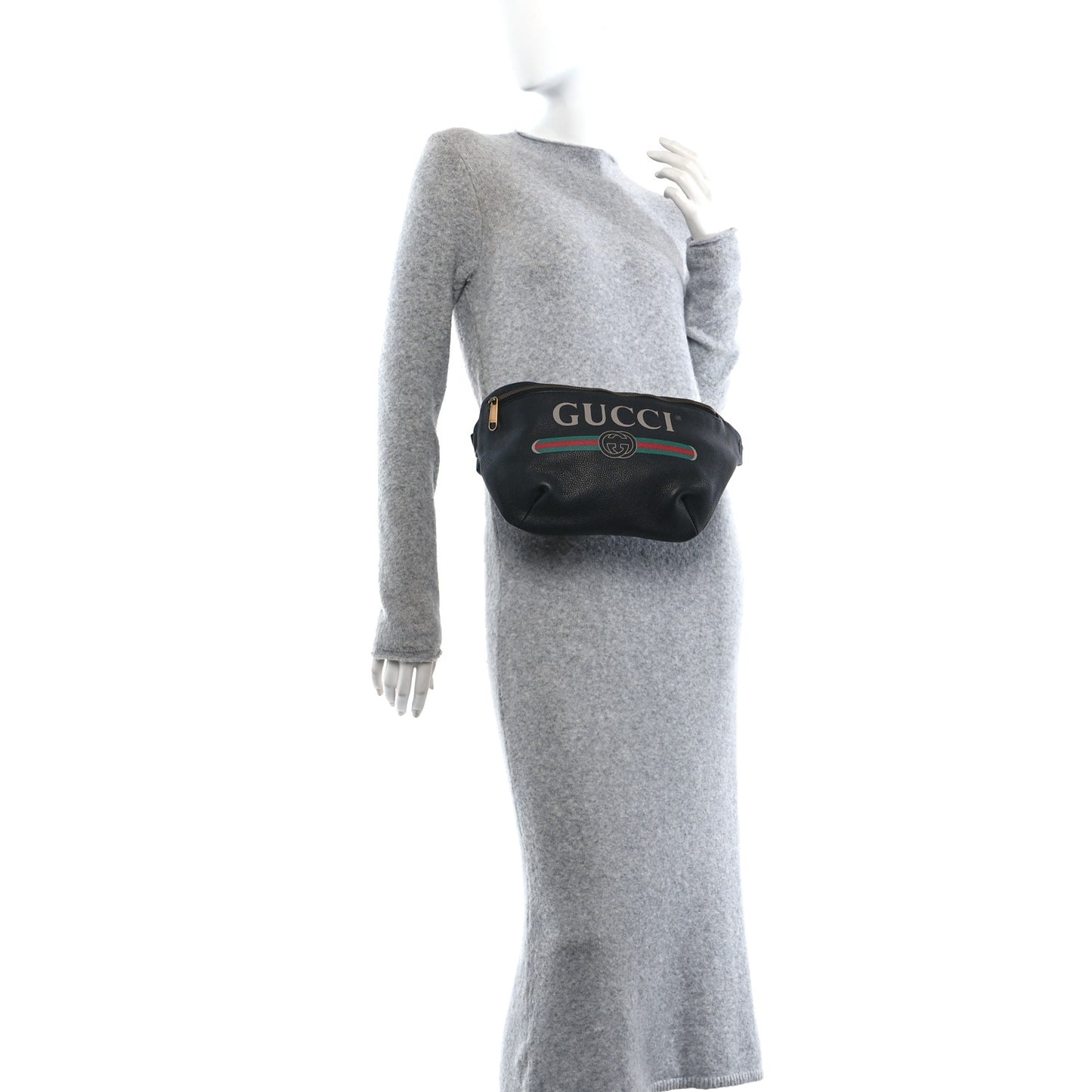 Grained Calfskin Small Logo Belt Bag Black