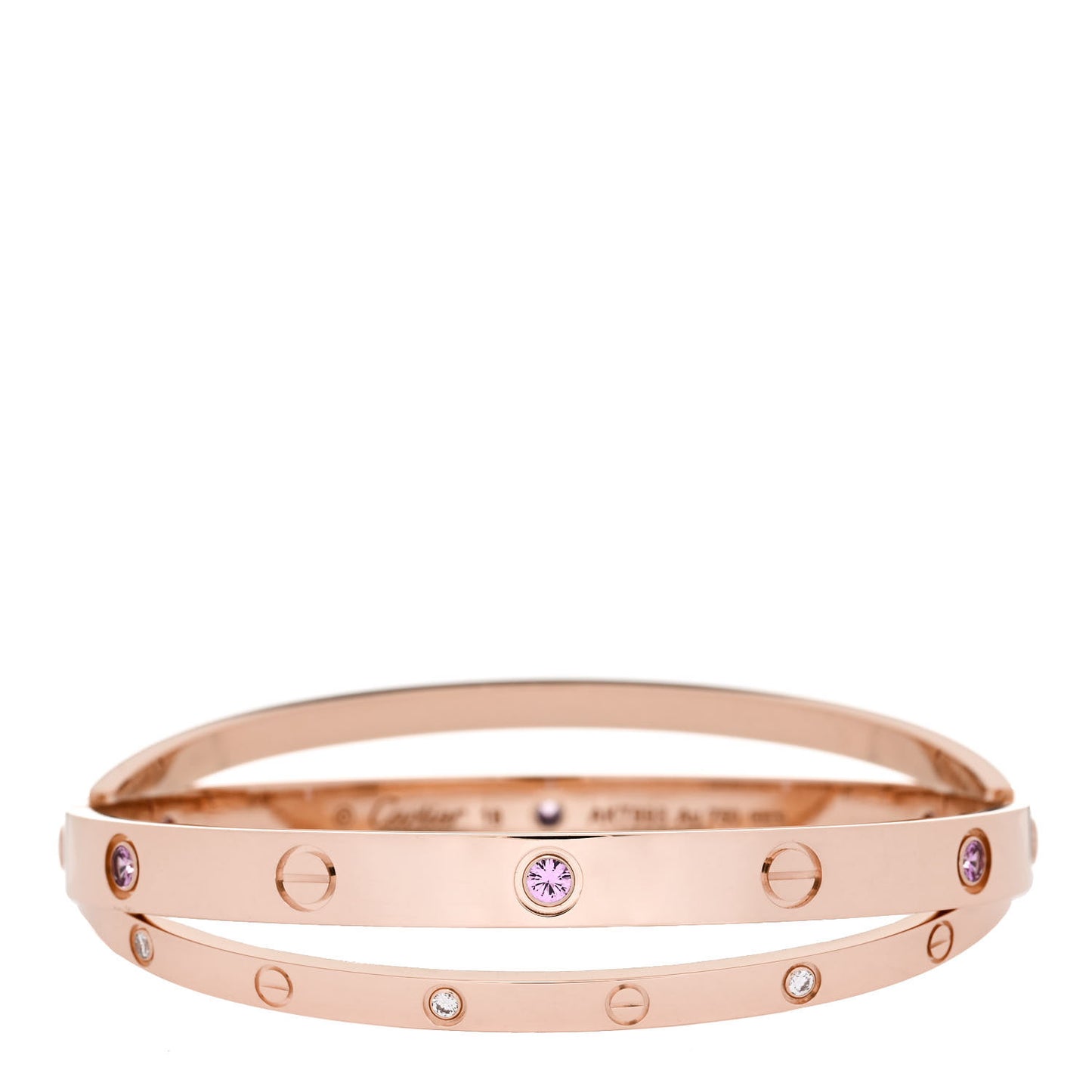 18K Pink Gold Diamond Pink Sapphire Double LOVE Bracelet 18