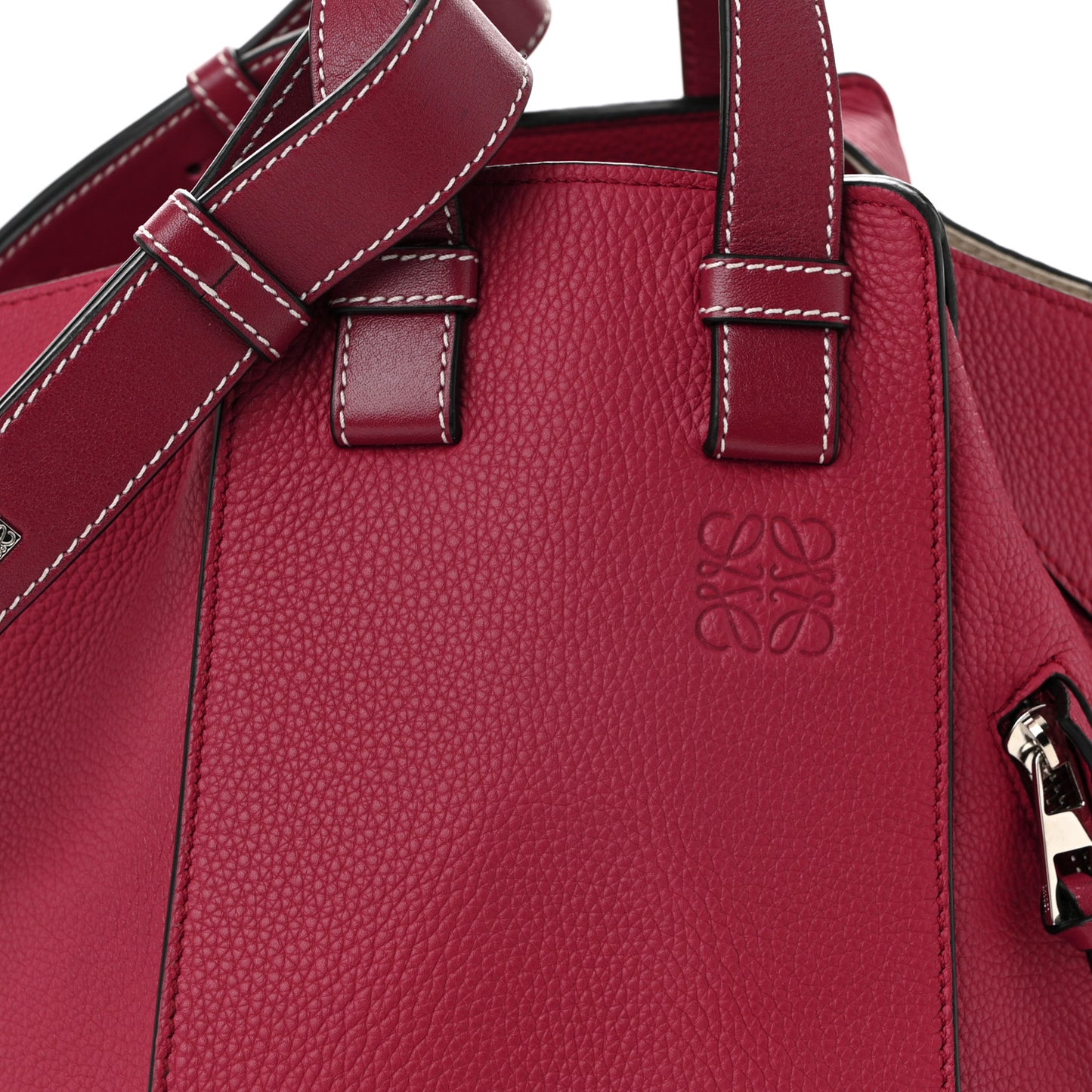 Grained Calfskin Small Hammock Shoulder Bag Raspberry