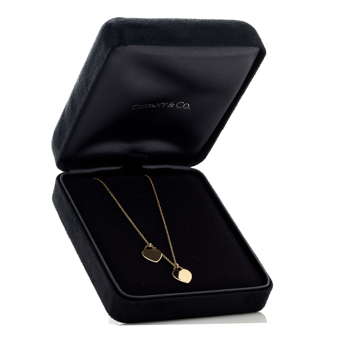 18K Yellow Gold Return to Tiffany Mini Double Heart Tag Pendant Necklace