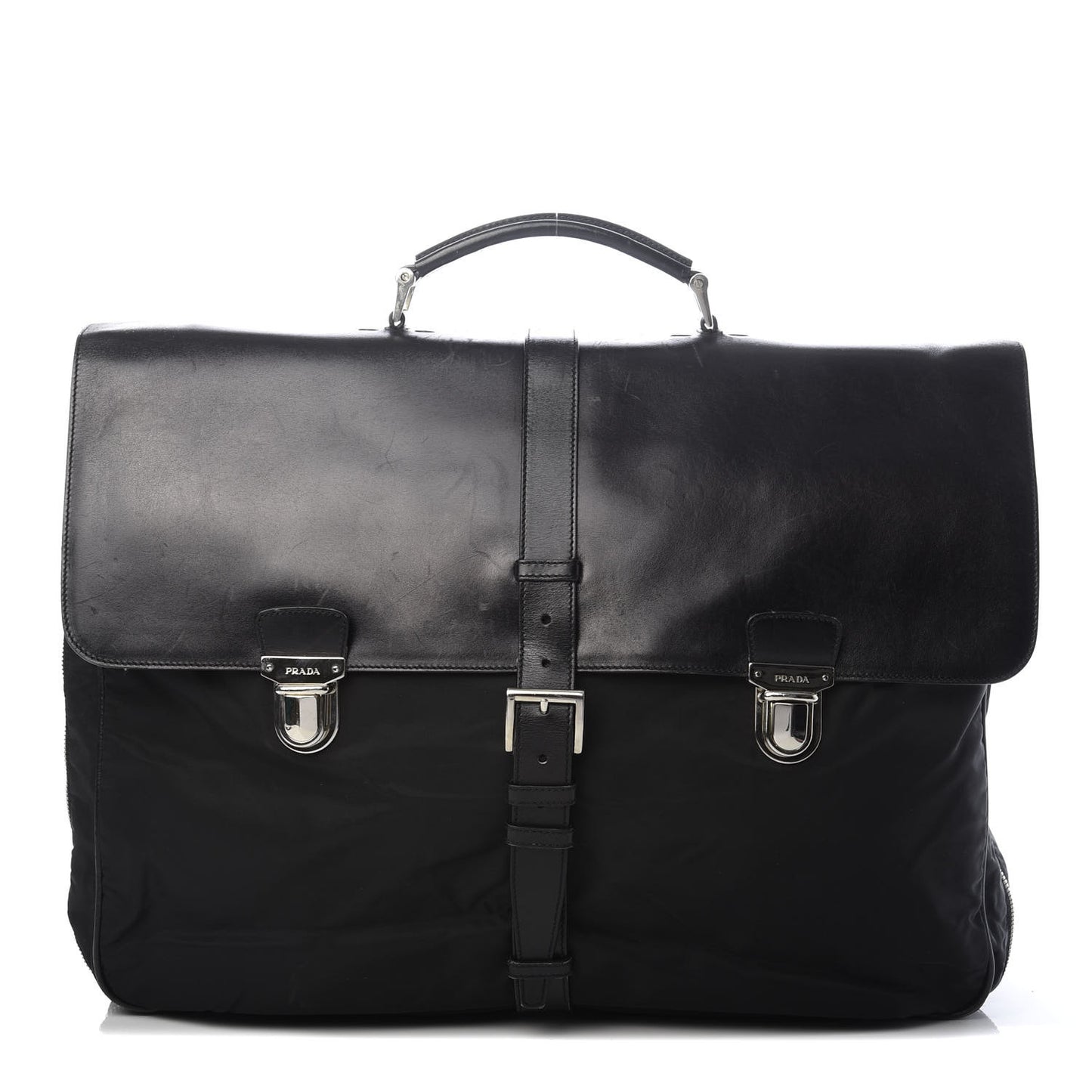 Soft Calfskin Tessuto Nylon Travel Bag Black