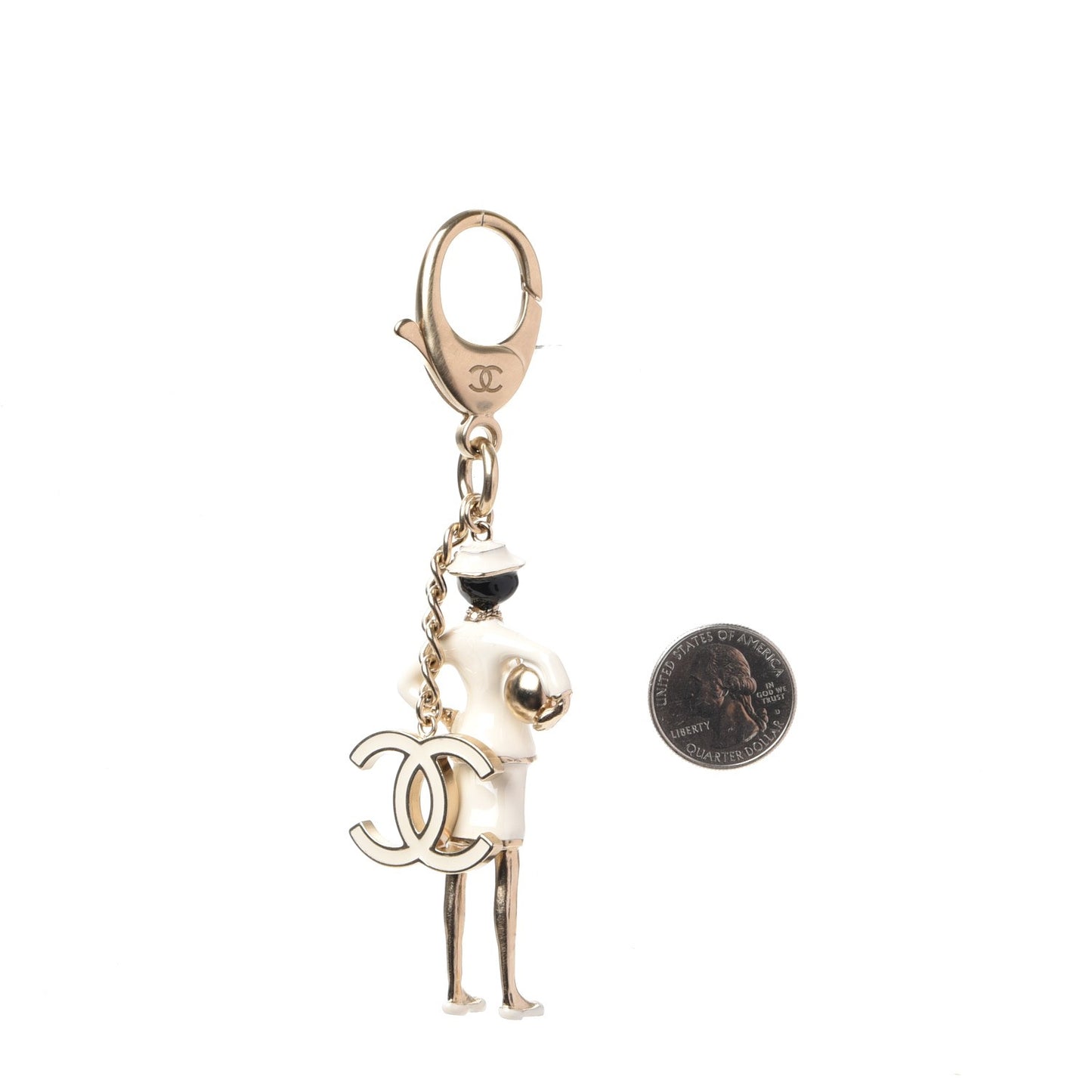 Enamel Pearl Coco Bag Charm Gold
