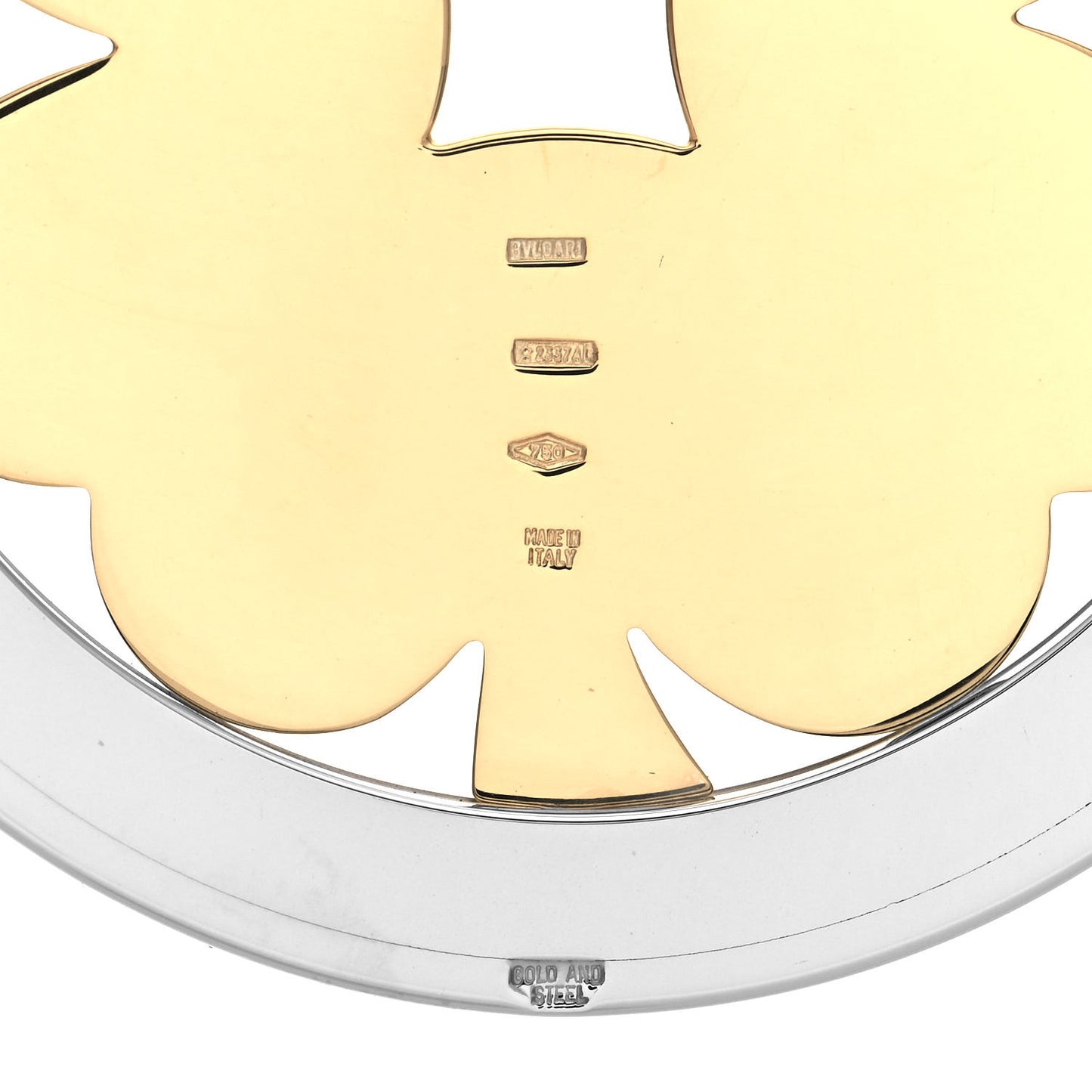 18K Yellow Gold Stainless Steel Tondo Clover Pendant