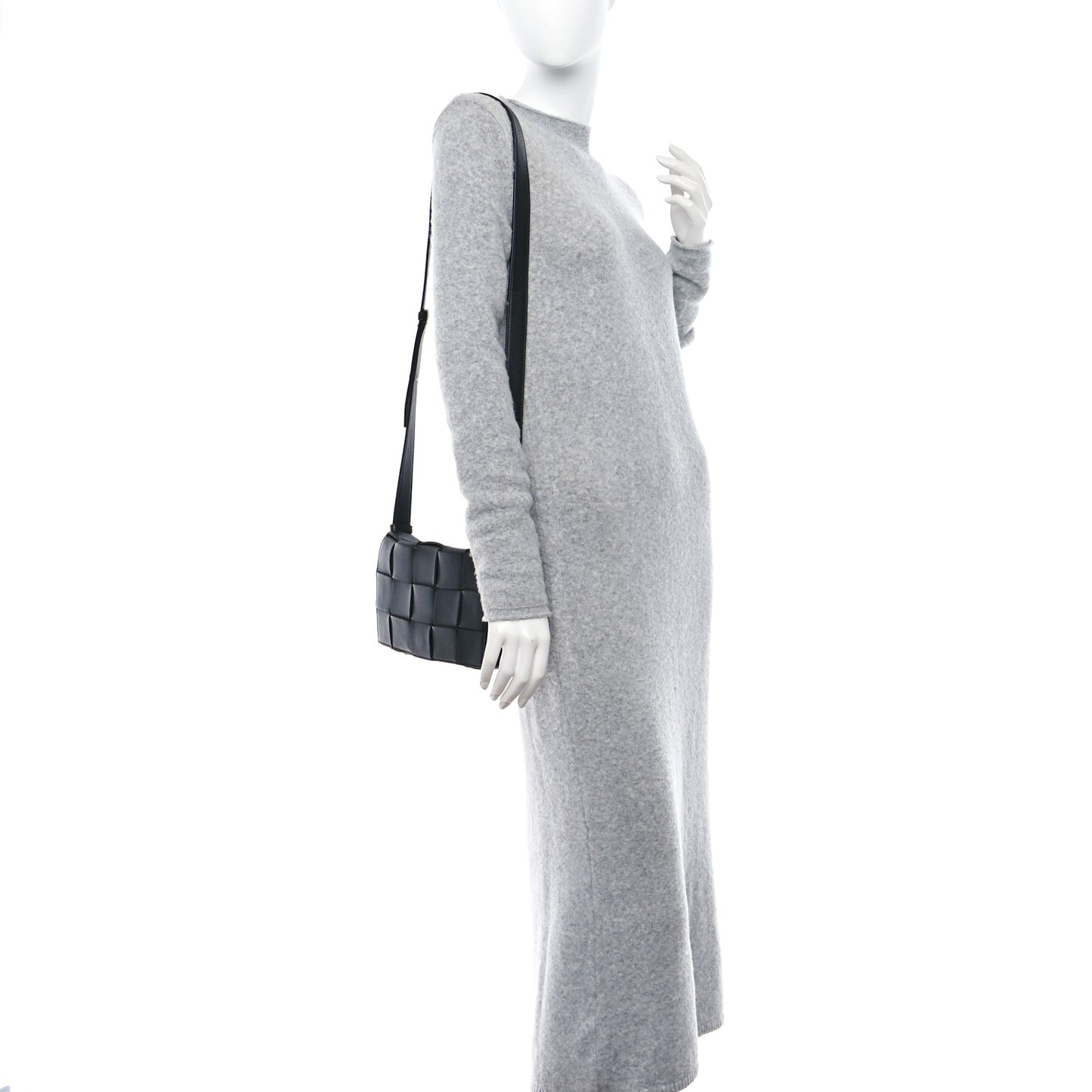 Lambskin Maxi Intreccio Small Cassette Crossbody Bag Black