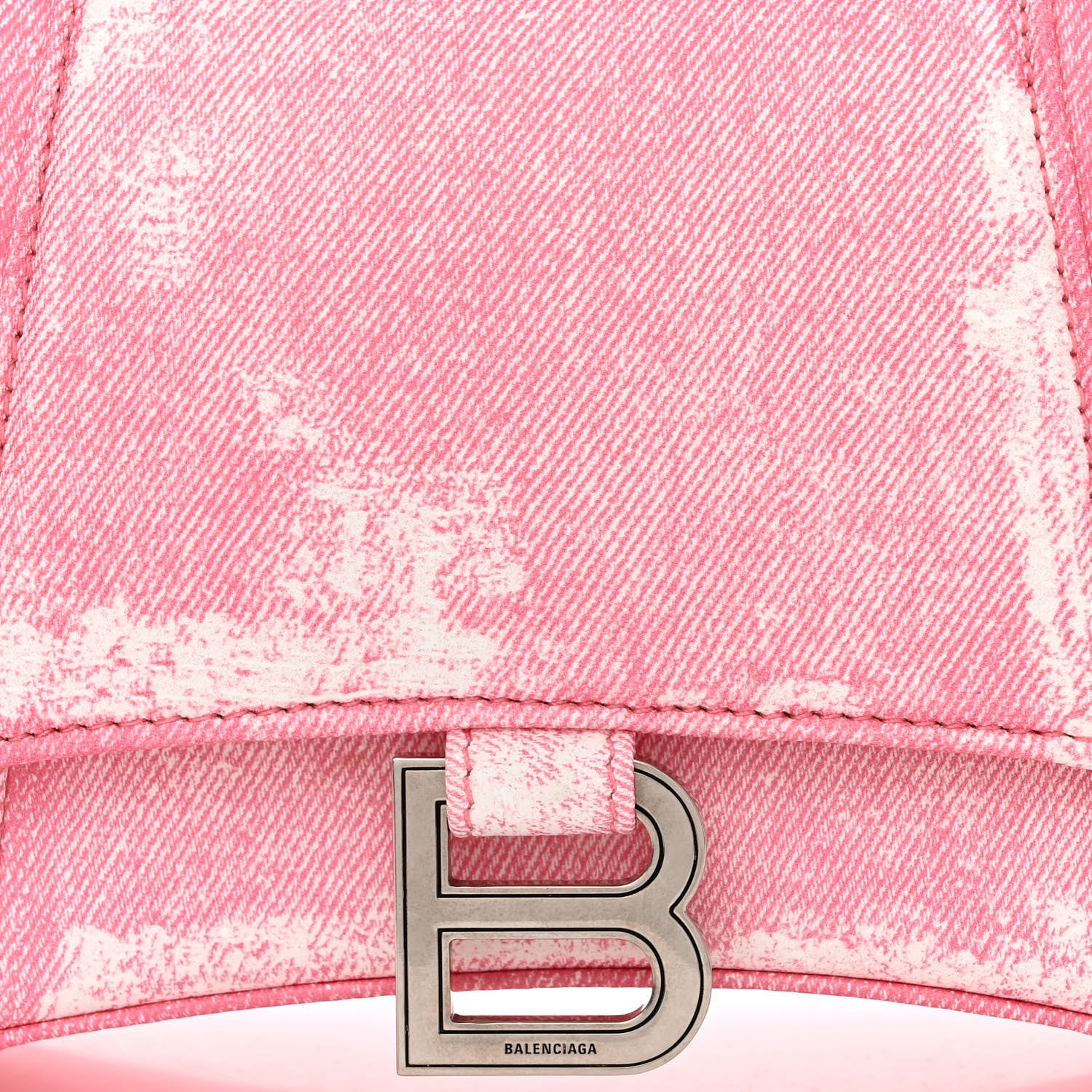Balenciaga Nappa Denim Printed Small Hourglass Top Handle Bag Denim Pink 9 of 11