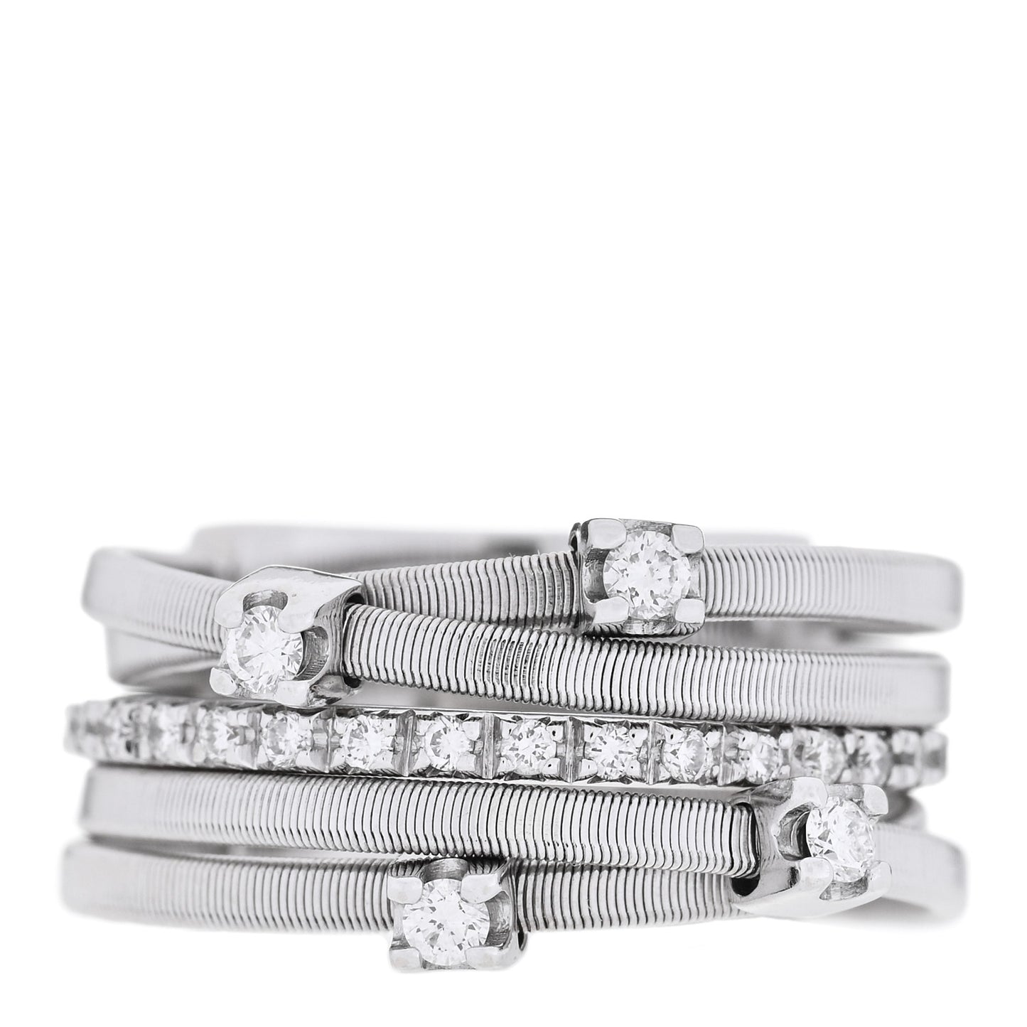 18K White Gold Diamond Five Strand Goa Ring 53 6.25
