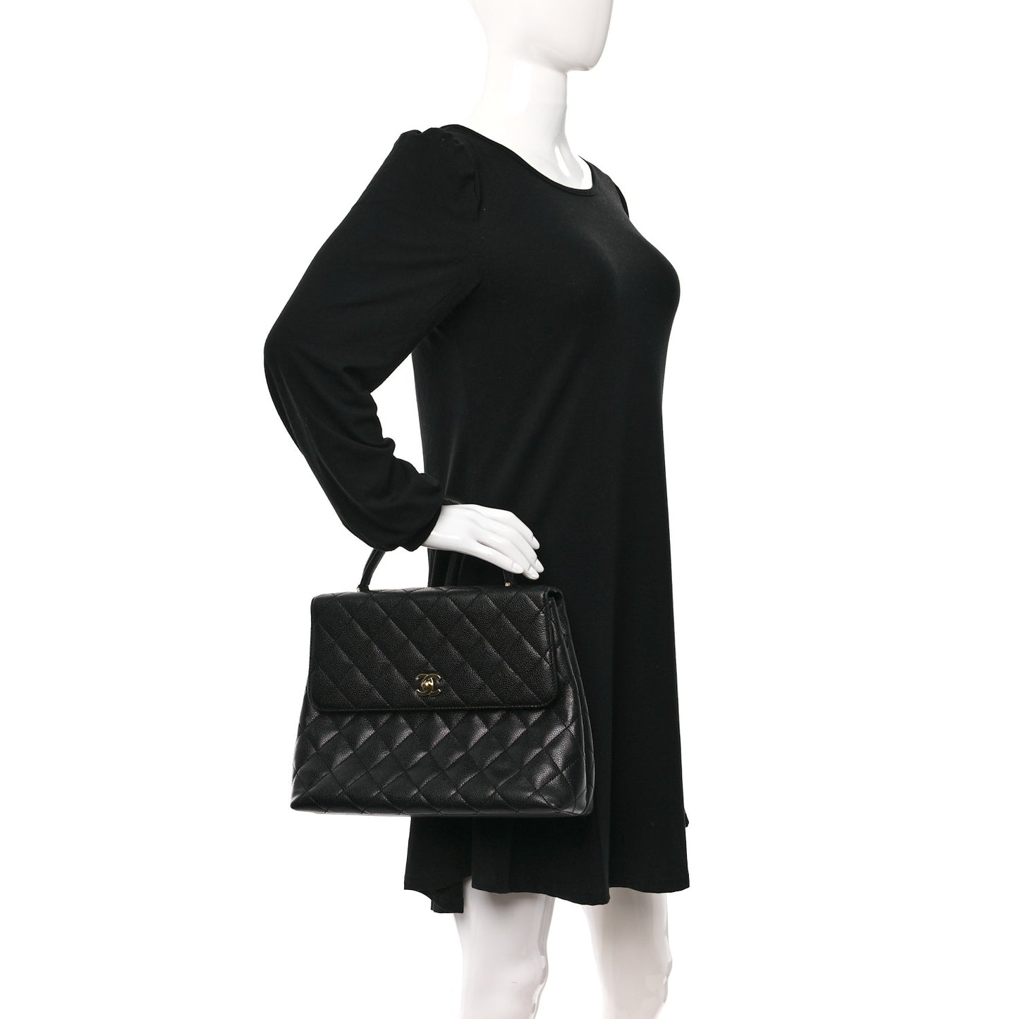 Caviar Quilted Jumbo Kelly Flap Black