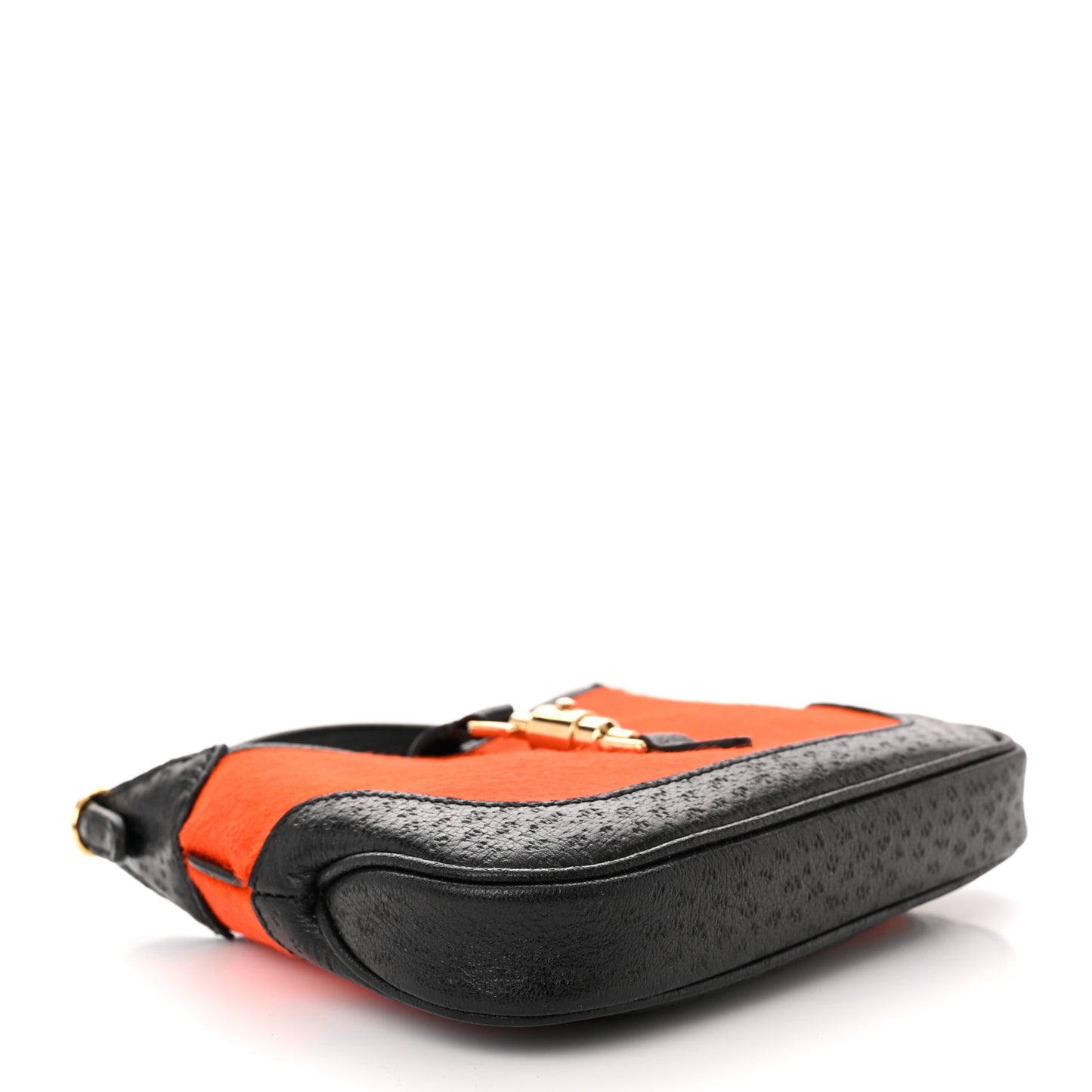 Calf Hair Textured Dollar Calfskin Mini Jackie 1961 Hobo Orange Black
