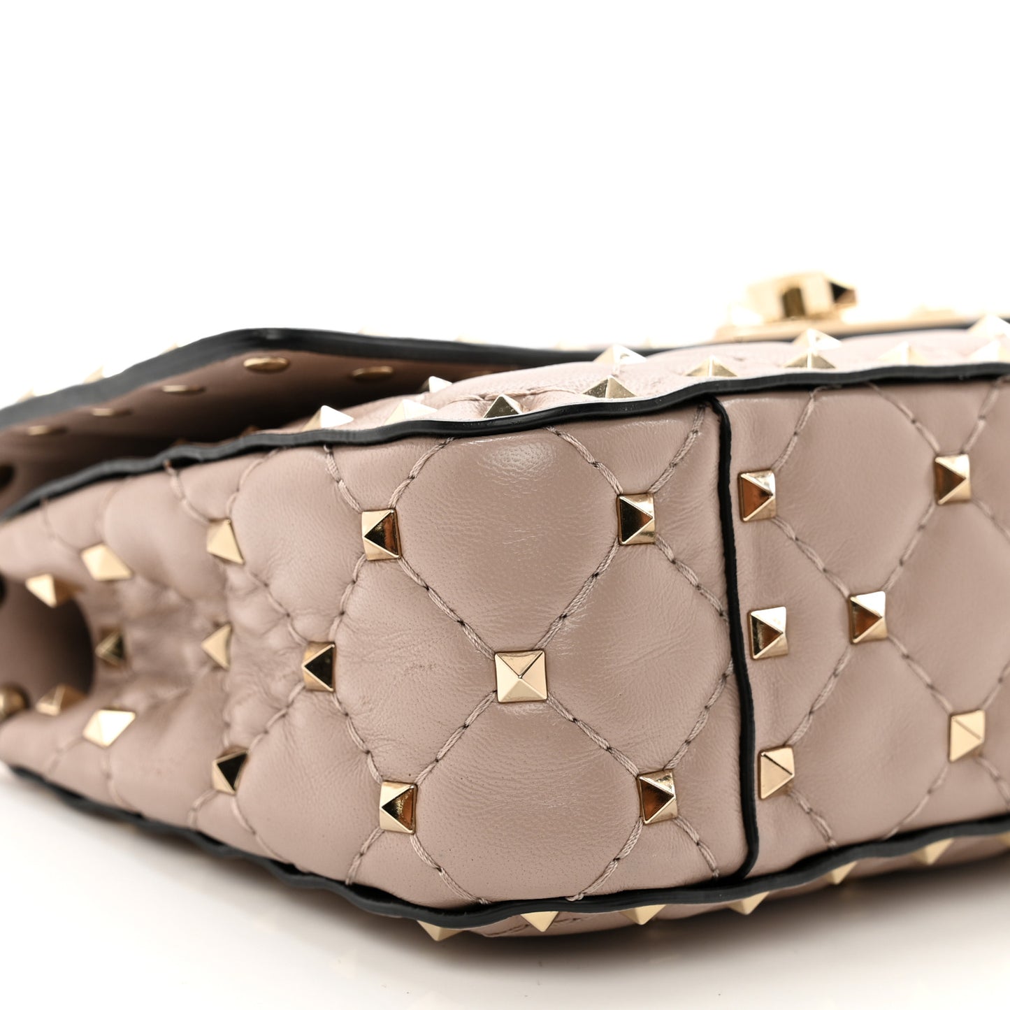 Nappa Small Rockstud Spike Shoulder Bag Poudre