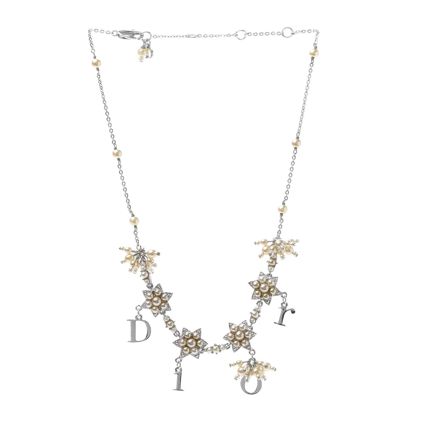 Pearl Star Logo Charm Necklace Silver