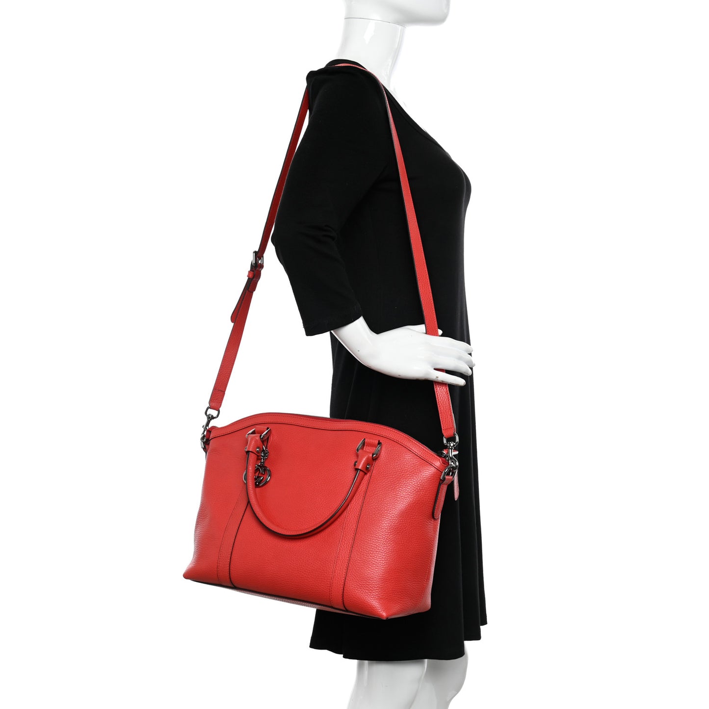 Dollar Calfskin Medium GG Charm Dome Satchel Sporting Red