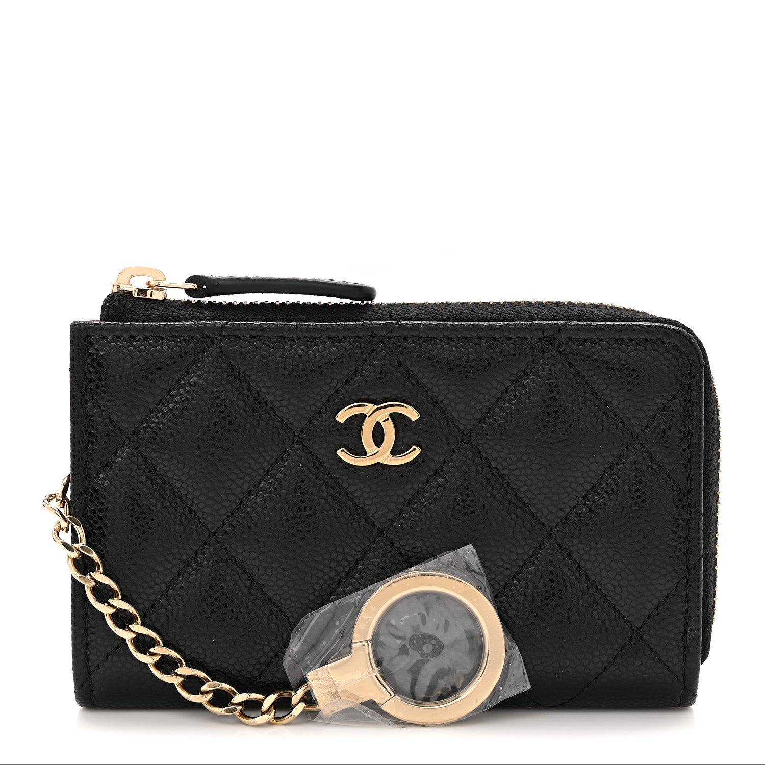 Chanel Caviar Quilted Zipped Key Holder Case Black 1873835