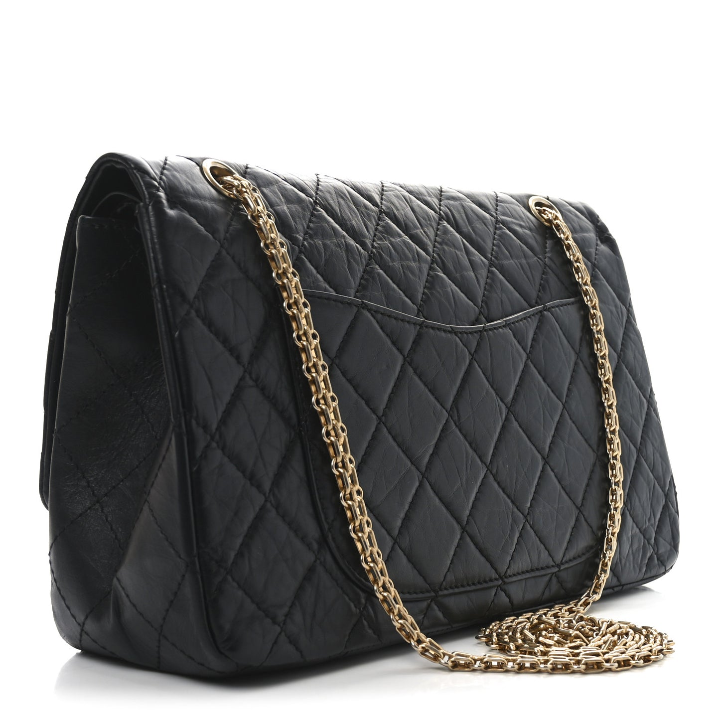Aged Calfskin Quilted 2.55 Reissue 227 Flap Black