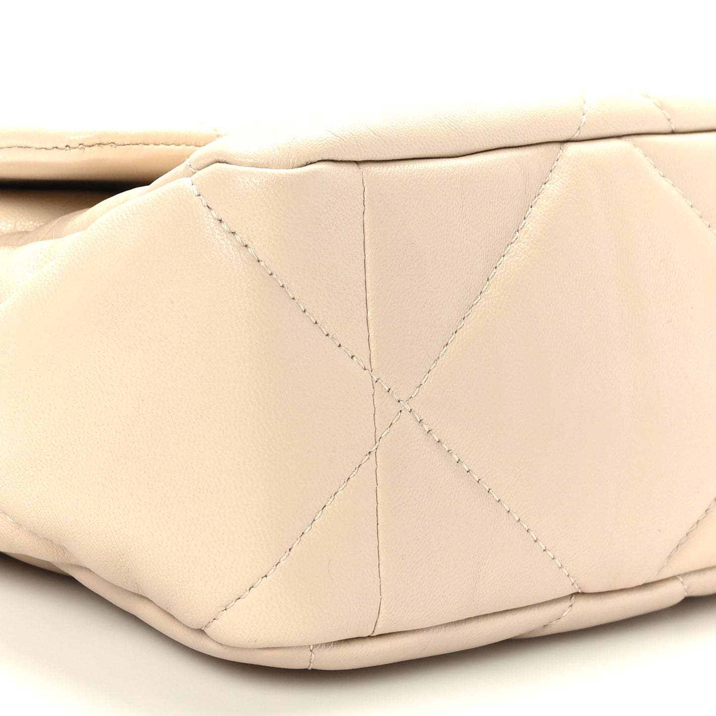 Goatskin Quilted Large Chanel 19 Flap Light Beige