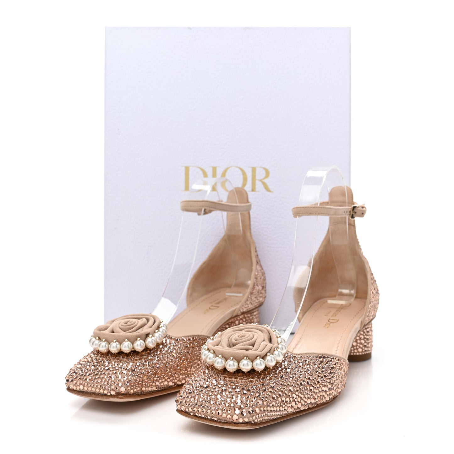 Suede Calfskin Strass Pearl Dior Rose Pumps 38