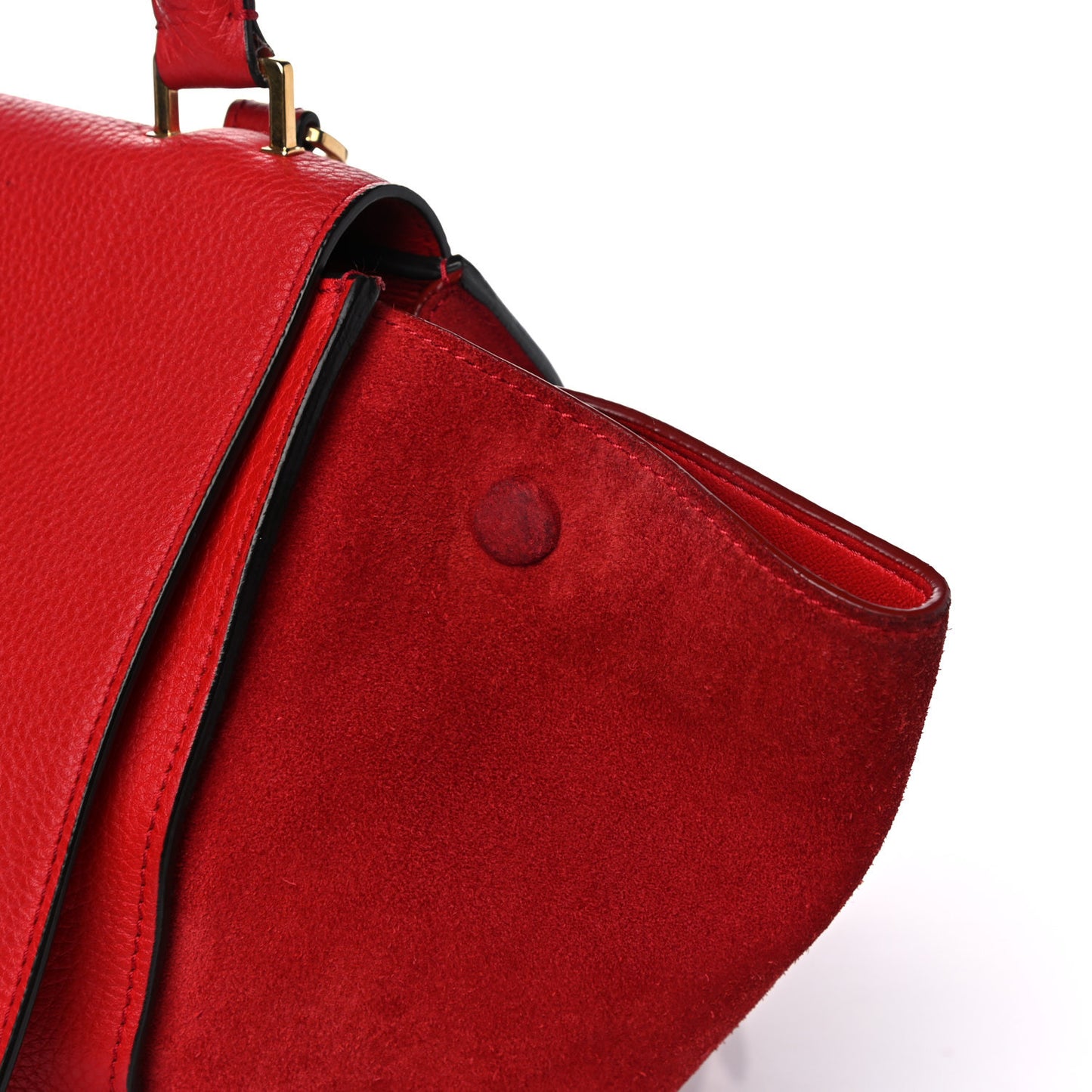 Drummed Calfskin Suede Medium Trapeze Coquelicot