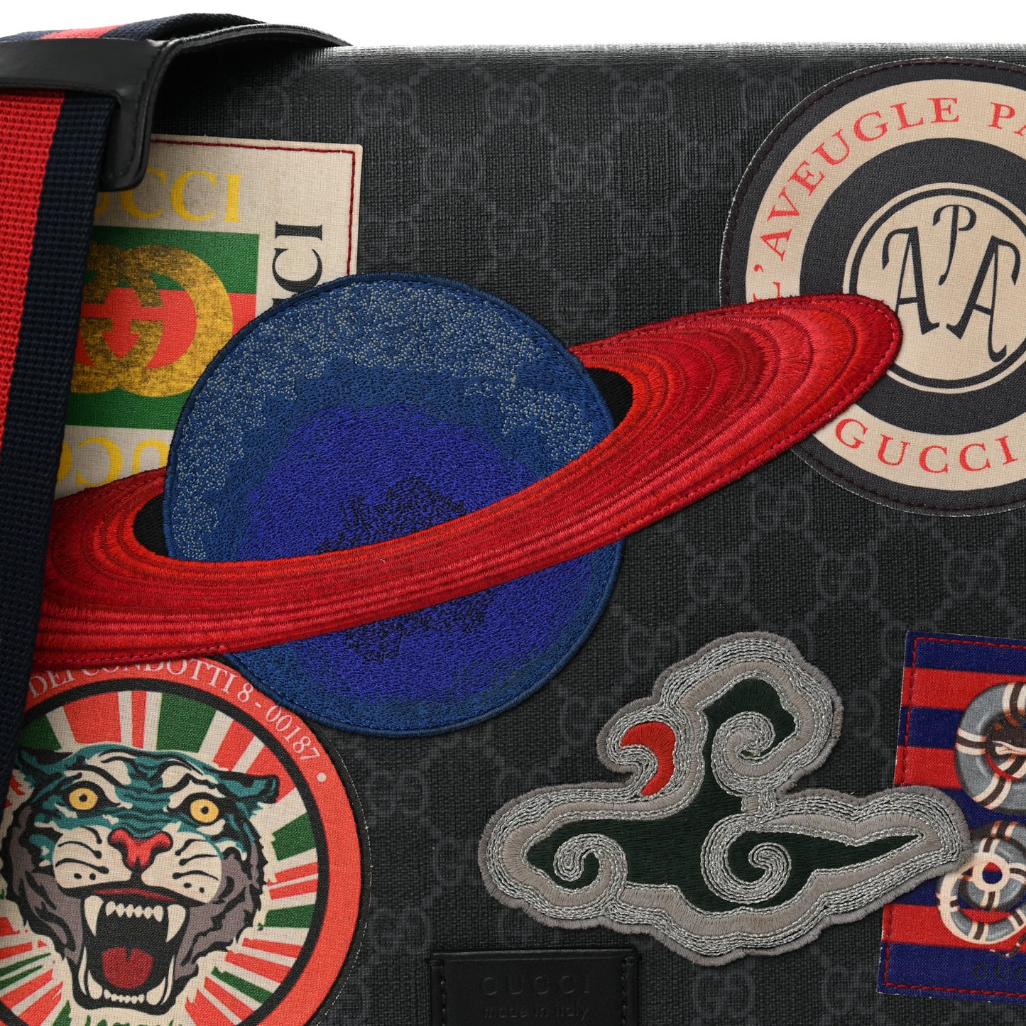 GG Supreme Monogram Night Courrier Flap Messenger Black Multicolor