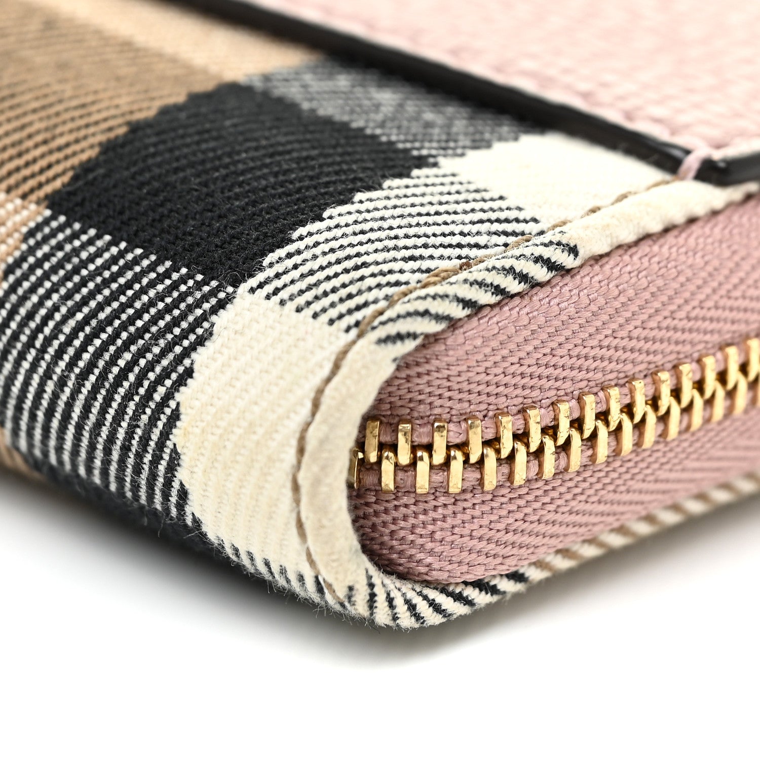 Burberry Grainy Calfskin House Check Elmore Zip Around Wallet Mauve Pink 10 of 11