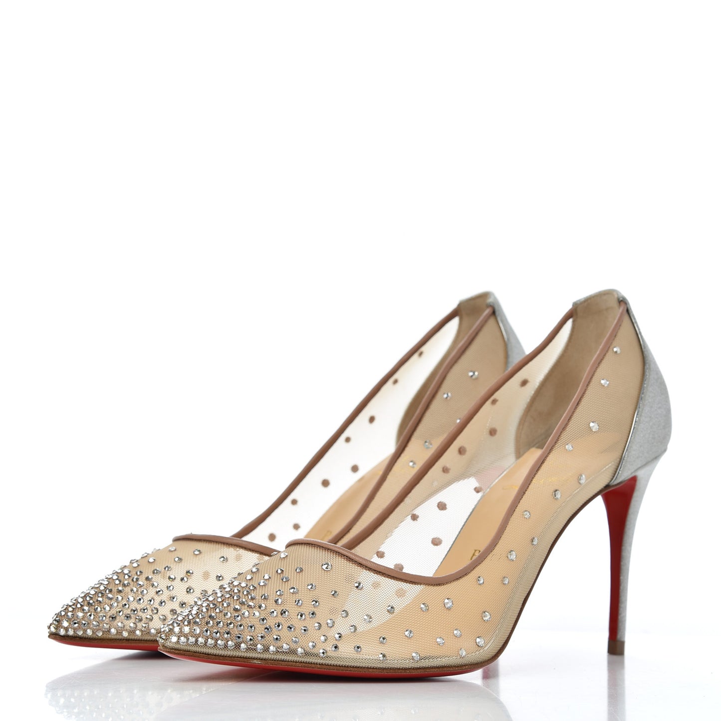 Rete Glitter Mini Specchio Strass Follies 85 Pumps 39.5 Version Silver