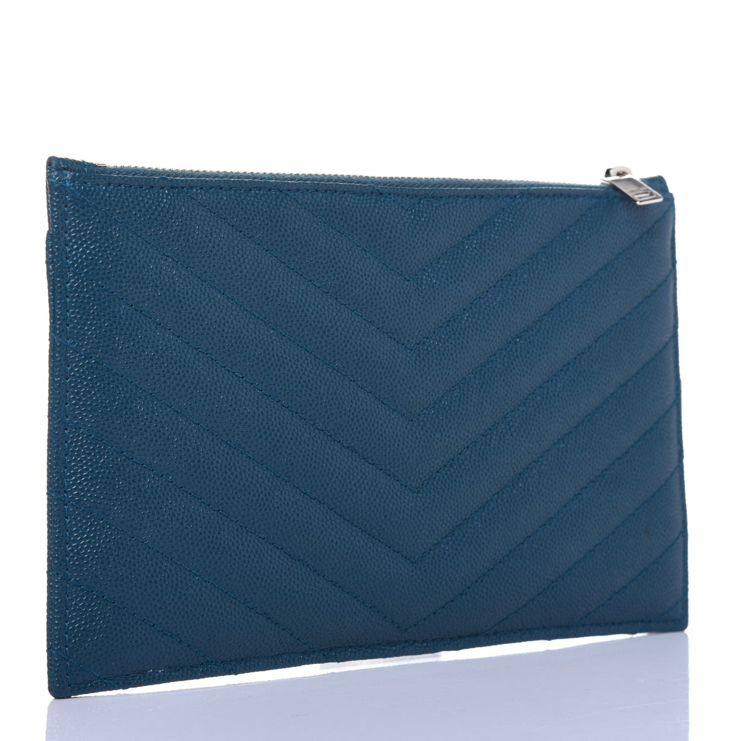 Grain De Poudre Matelasse Chevron Monogram Bill Pouch Peacock Green