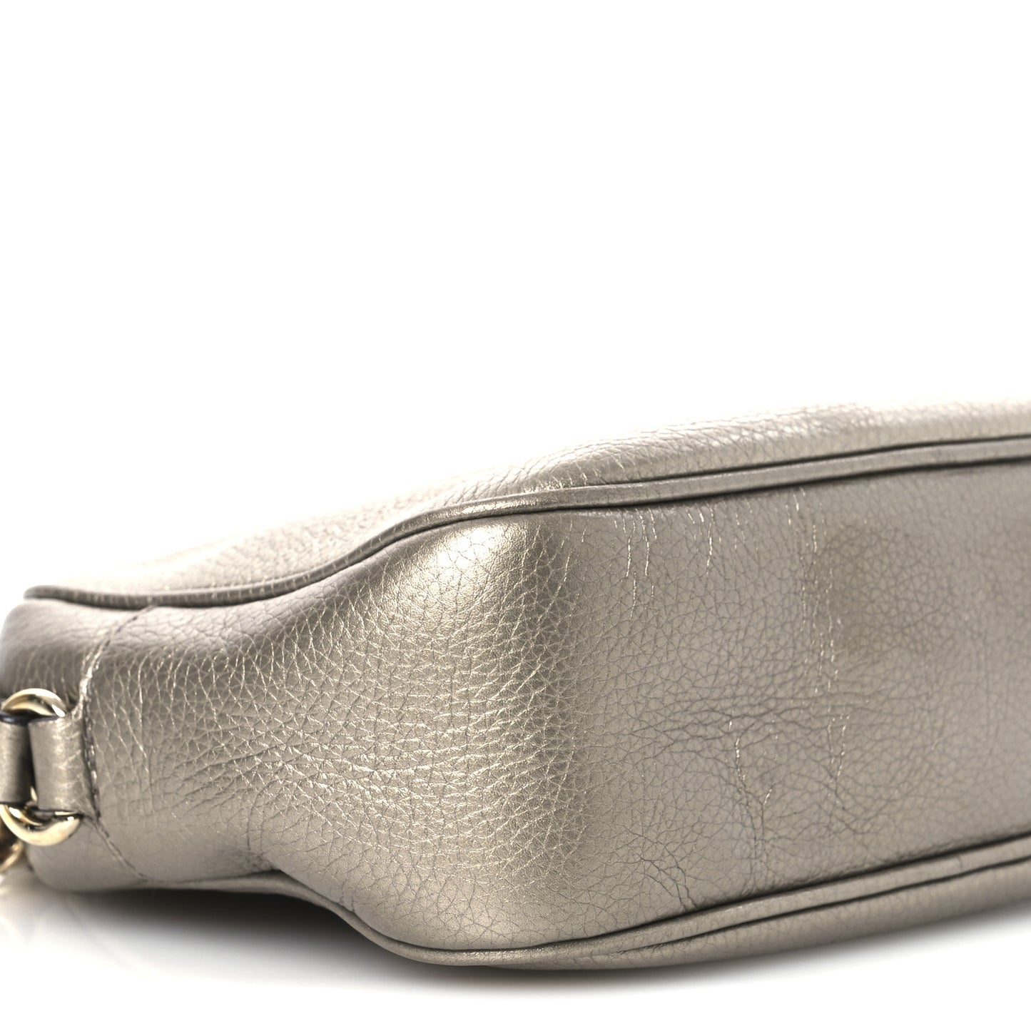 Metallic Pebbled Calfskin Small Soho Disco Bag Golden Beige