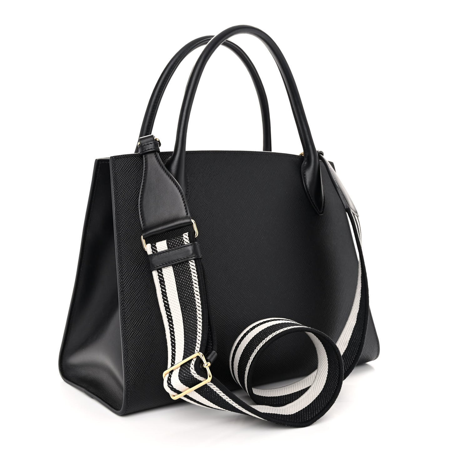Saffiano Cuir Calfskin Medium Monochrome Top Handle Tote Black