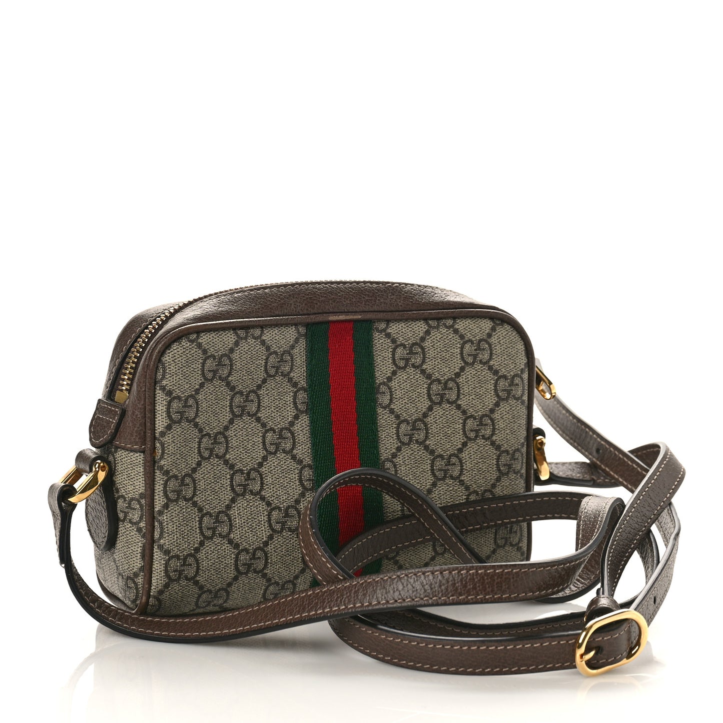 GG Supreme Monogram Web Mini Ophidia Shoulder Bag Brown
