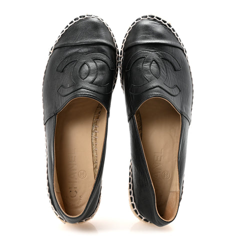 Lambskin CC Espadrilles 37 Black