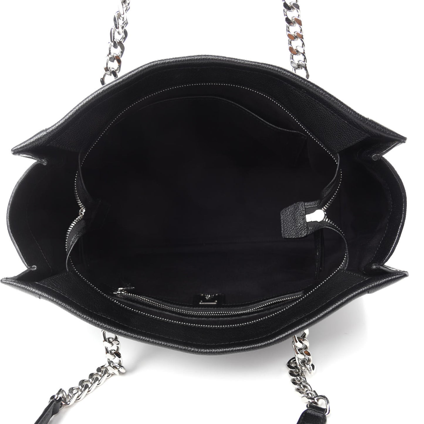 Grained Calfskin Large Catherine Studs Tote Black