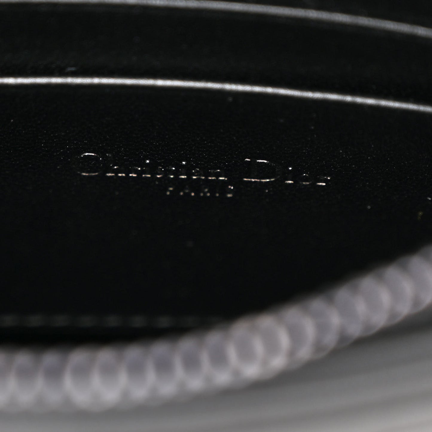 Calfskin Macrocannage Diamond Caro Zipped Pouch With Chain Black