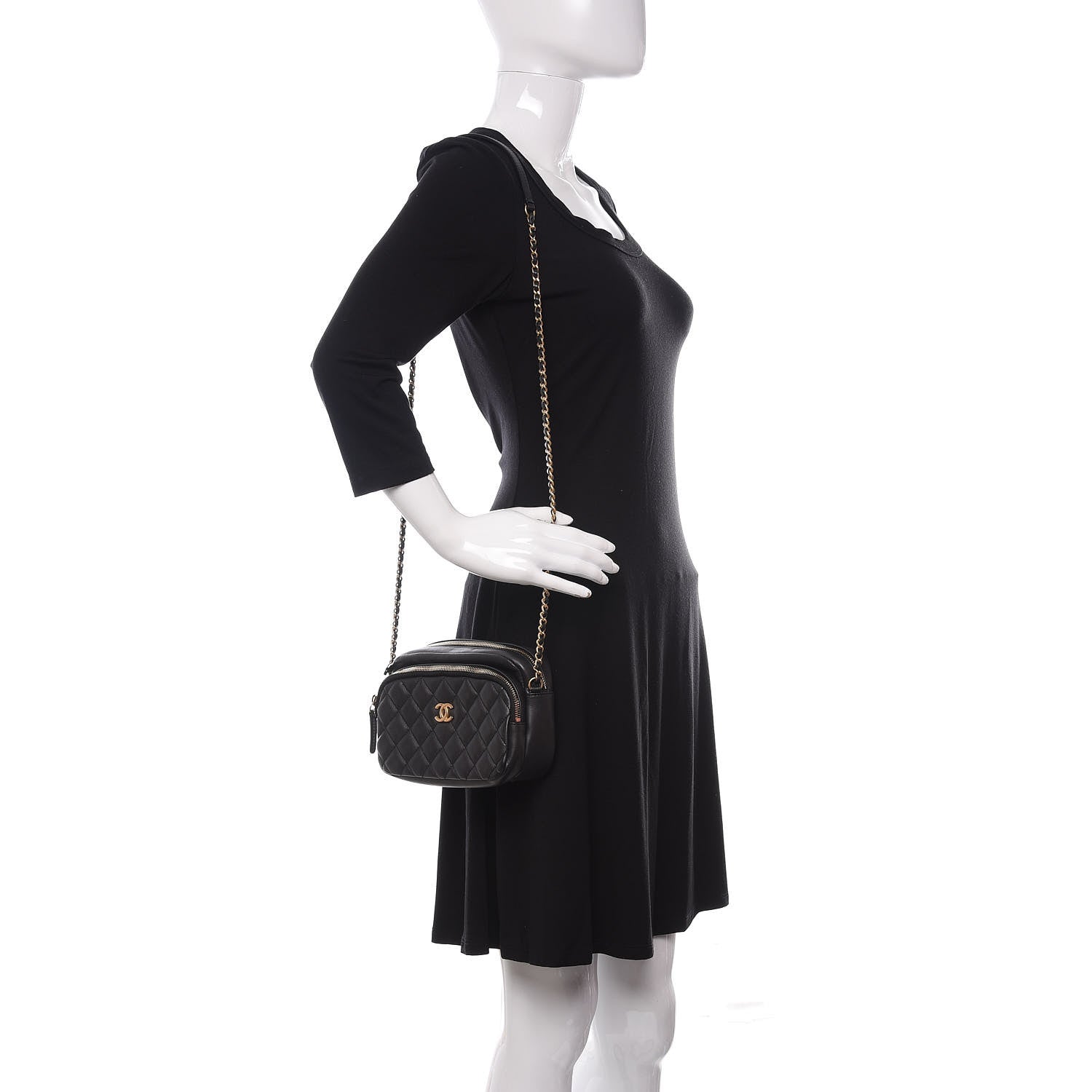 Chanel Calfskin Quilted Small Camera Case Black 2 of 10