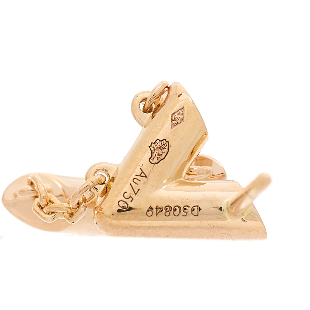 18K Pink Gold LV Volt Upside Down Drop Earrings