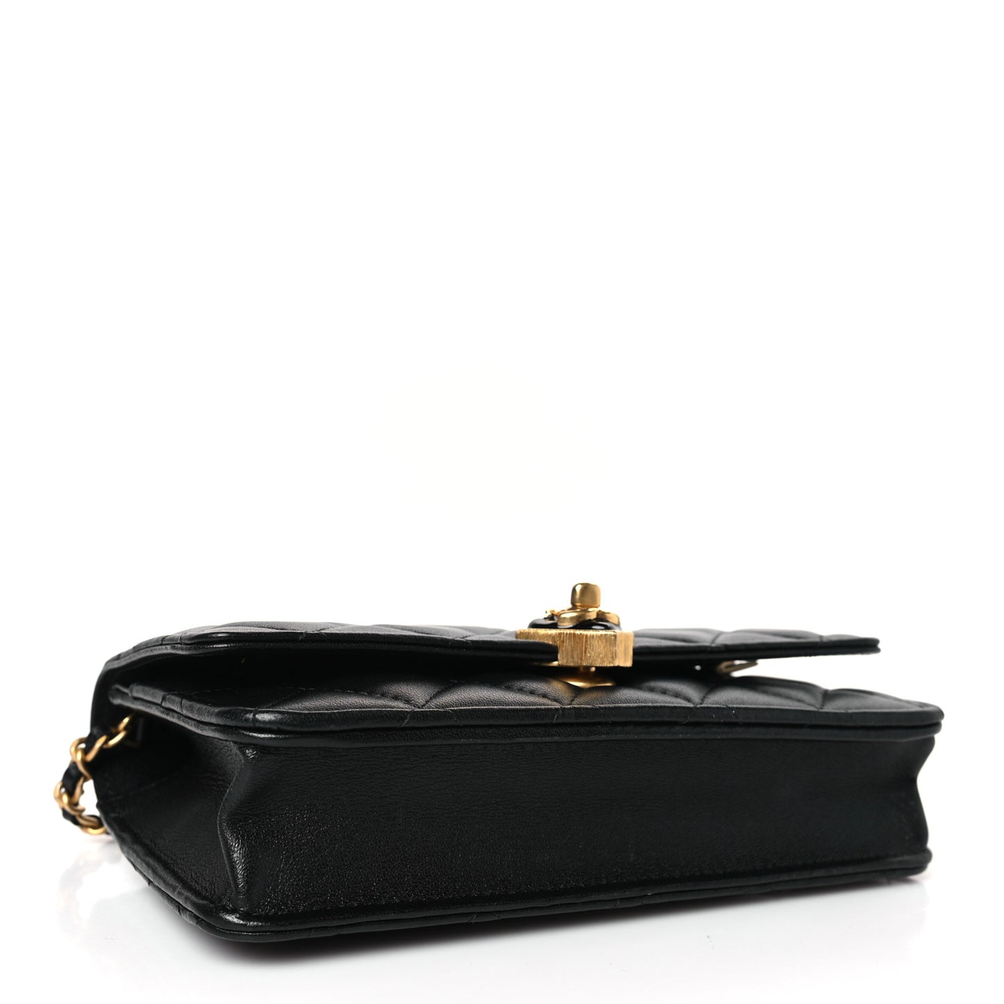 Lambskin Plexiglass Quilted Coco Love Wallet On Chain WOC Black