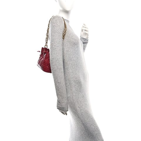 Lambskin Cannage Miss Dior Bucket Bag Cherry Red