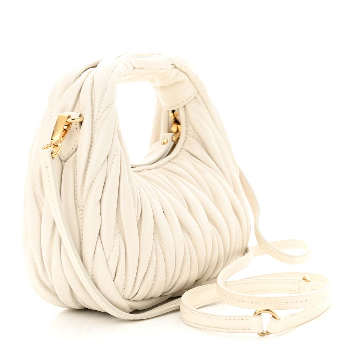Nappa Matelasse Mini Wander Hobo White