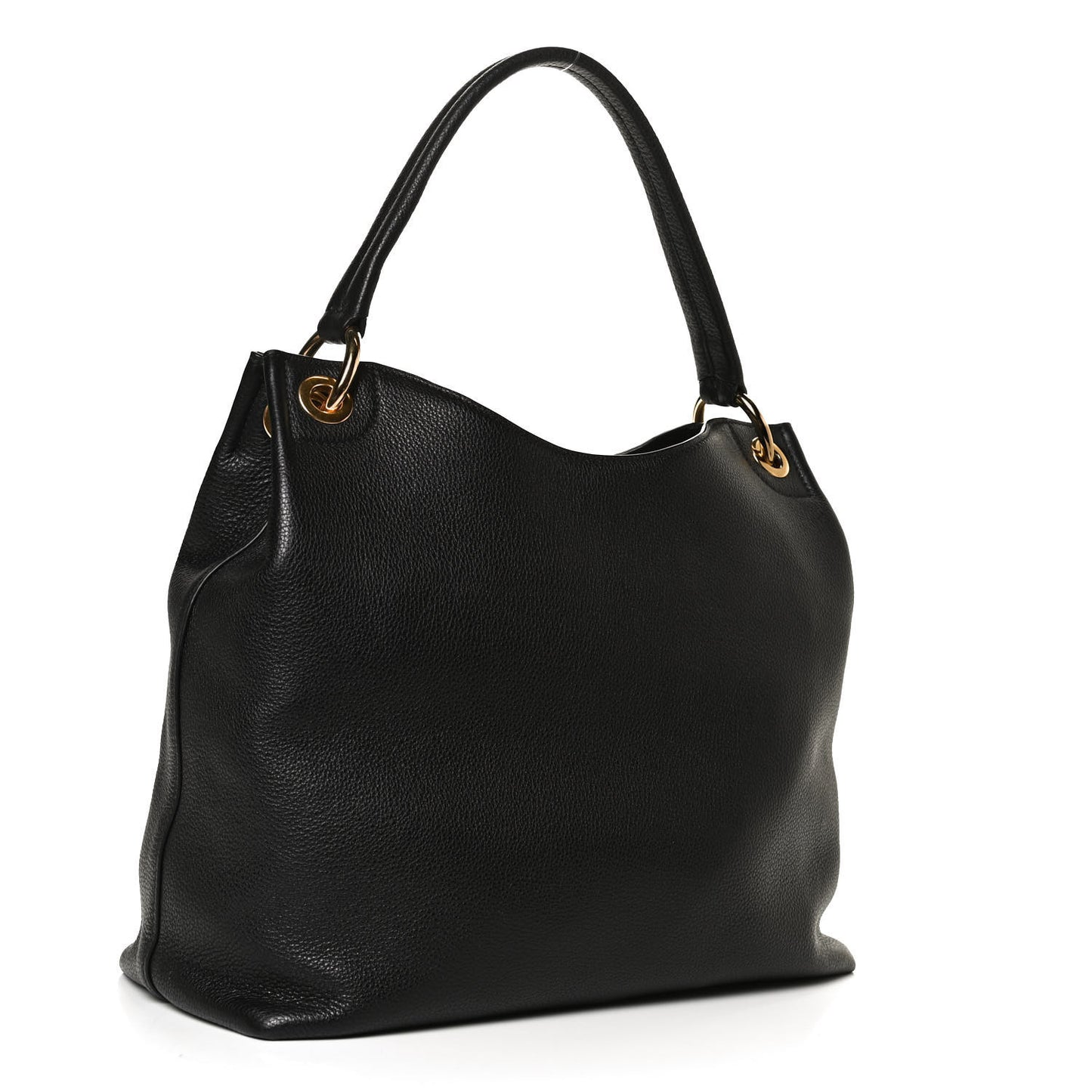 Vitello Phenix Embossed Logo Hobo Black