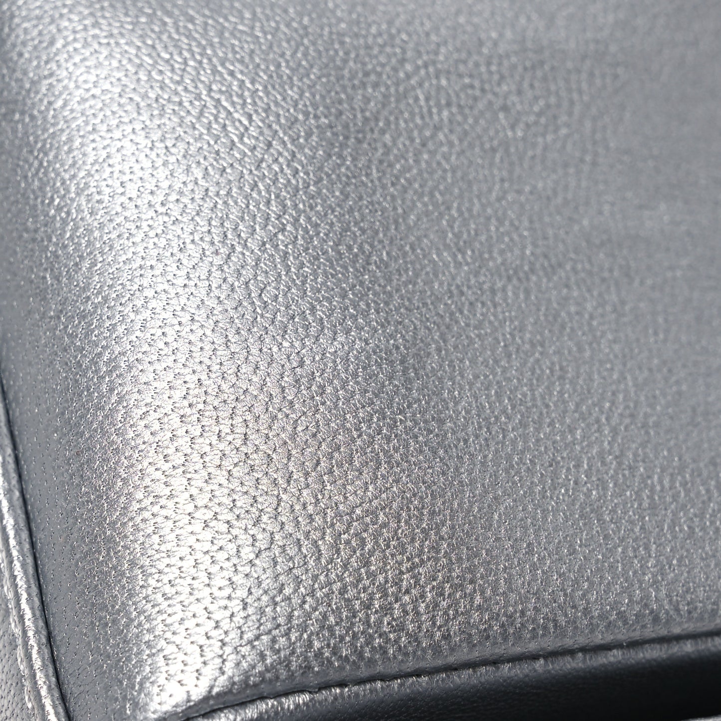 Metallic Sheepskin Chevron Quilted Medium Vintage Mademoiselle Flap Silver