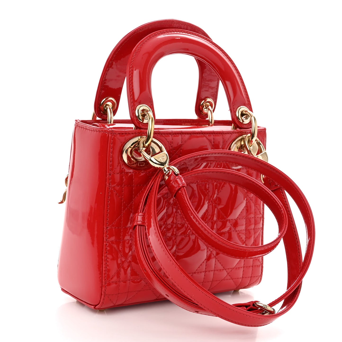 Patent Cannage Mini Lady Dior Red