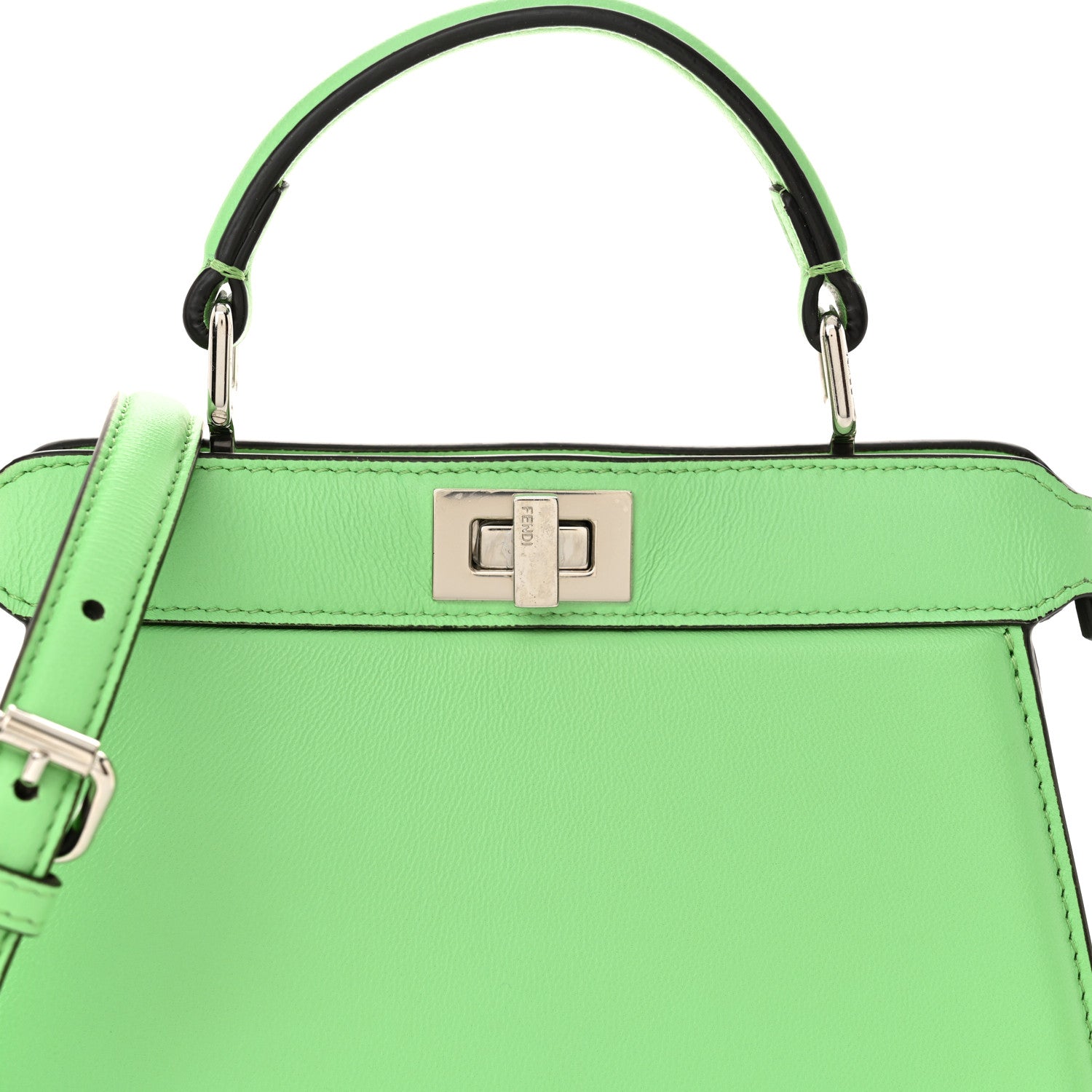 Fendi Shiny Nappa Petite Peekaboo I SEE U Satchel Edamame 9 of 13