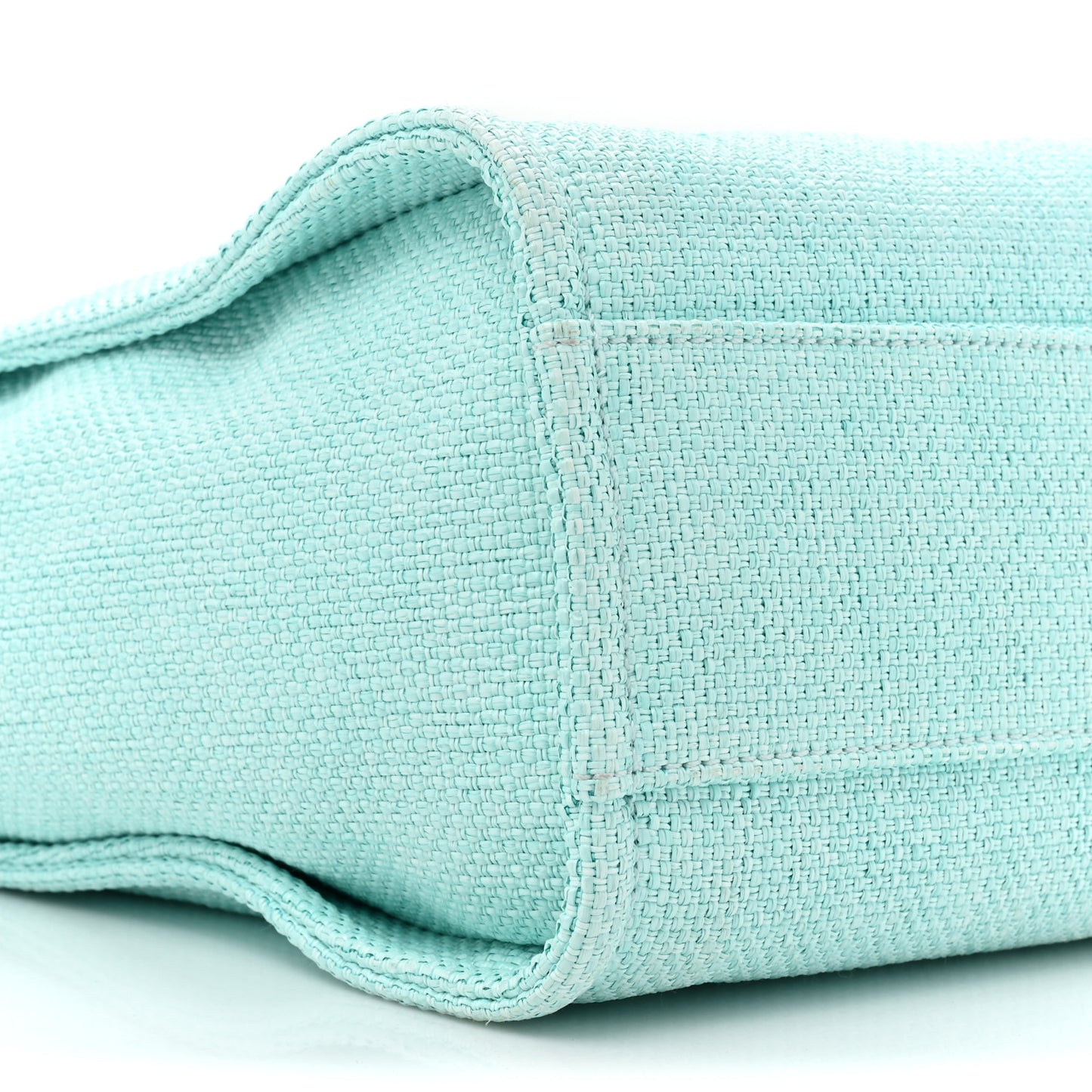 Woven Straw Raffia Small Deauville Tote Turquoise