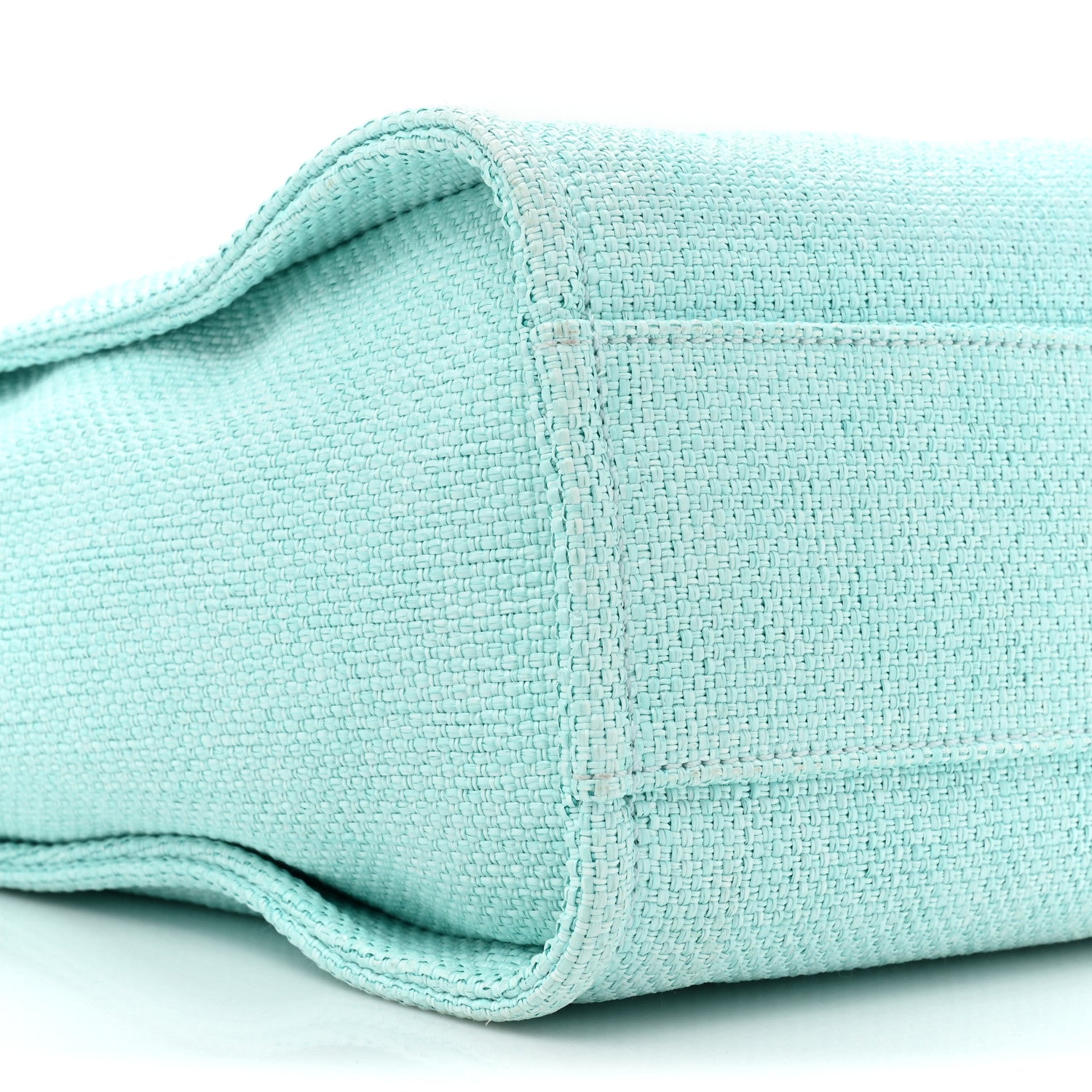 Chanel Woven Straw Raffia Small Deauville Tote Turquoise 9 of 13