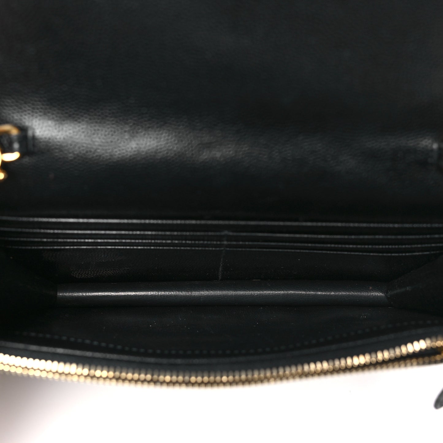 Grain De Poudre Matelasse Chevron Monogram Envelope Chain Wallet Black