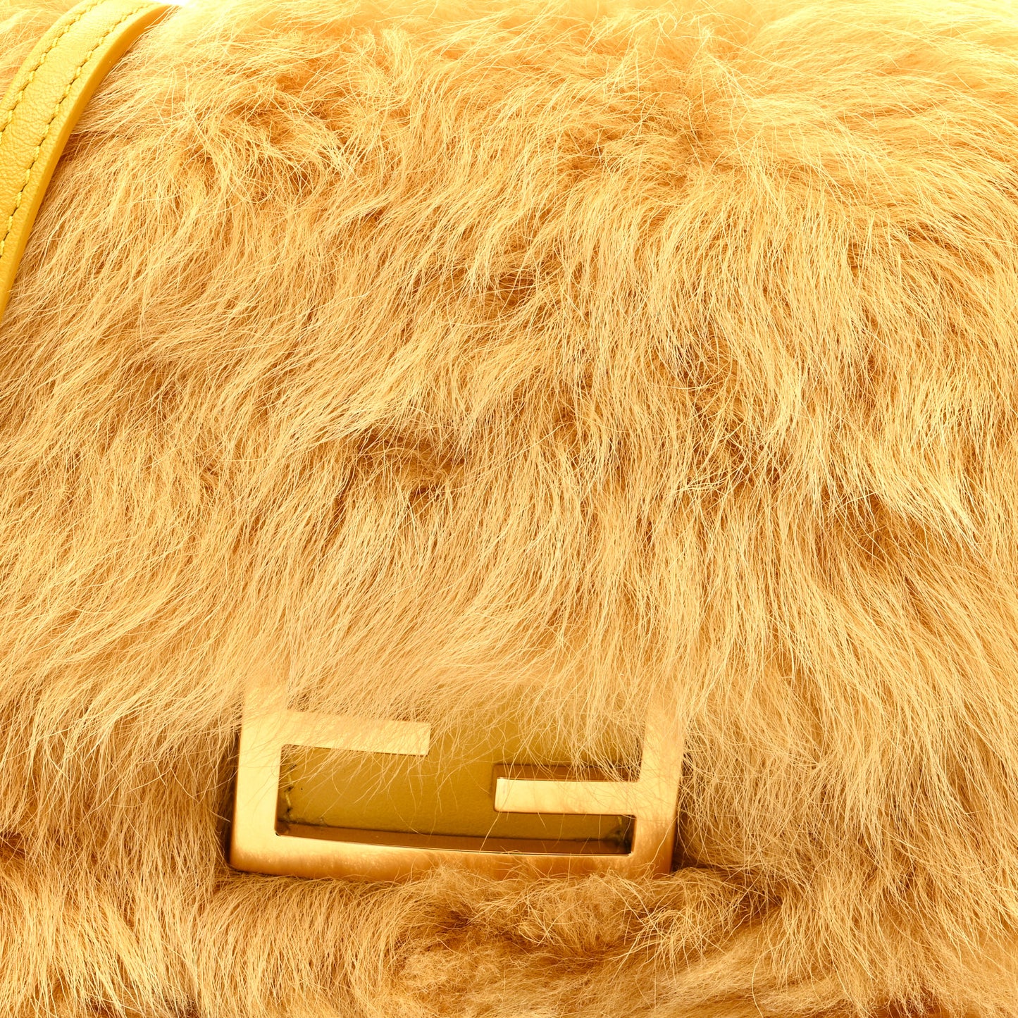 Shearling Shiny Nappa Mini Baguette Yellow