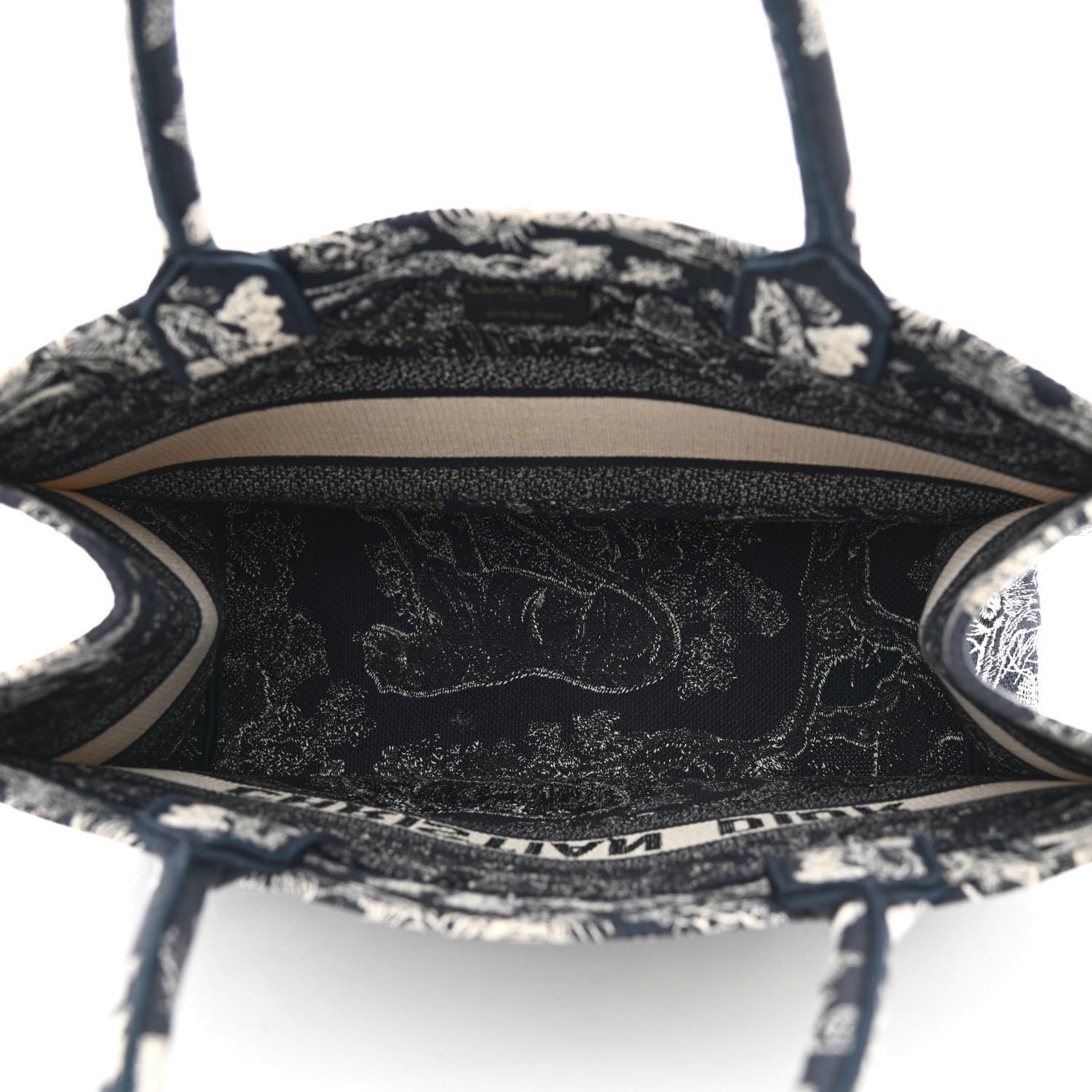 Christian Dior Canvas Embroidered Medium Dioriviera Toile De Jouy Reverse Book Tote Blue 5 of 10