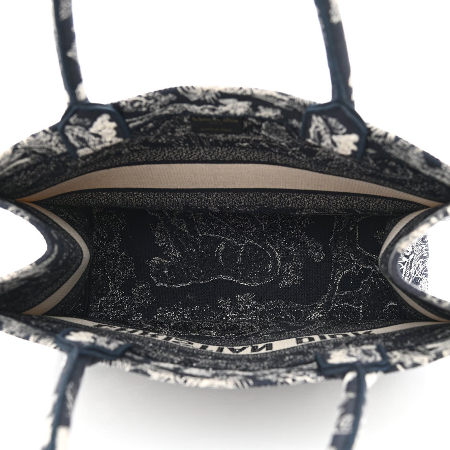 Canvas Embroidered Medium Dioriviera Toile De Jouy Reverse Book Tote Blue