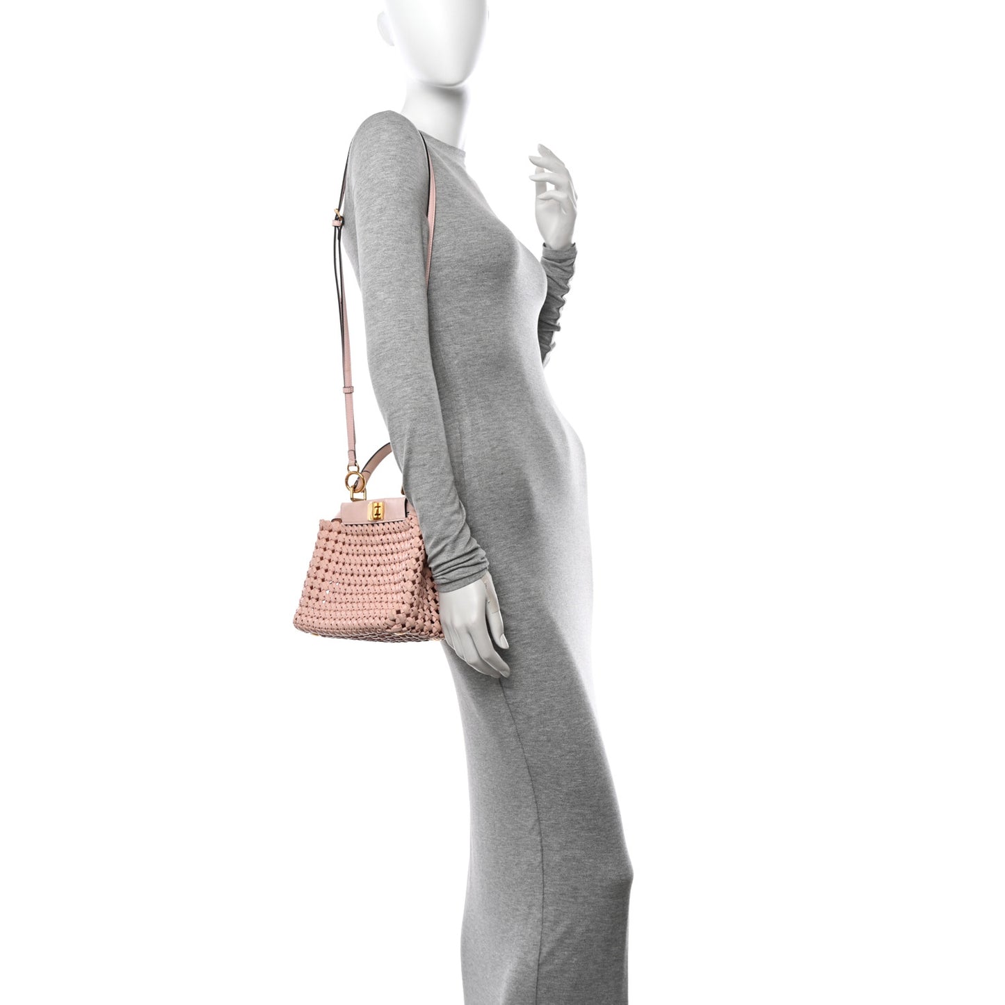 Nappa Woven Mini Peekaboo Iconic Satchel Rosa Confetto