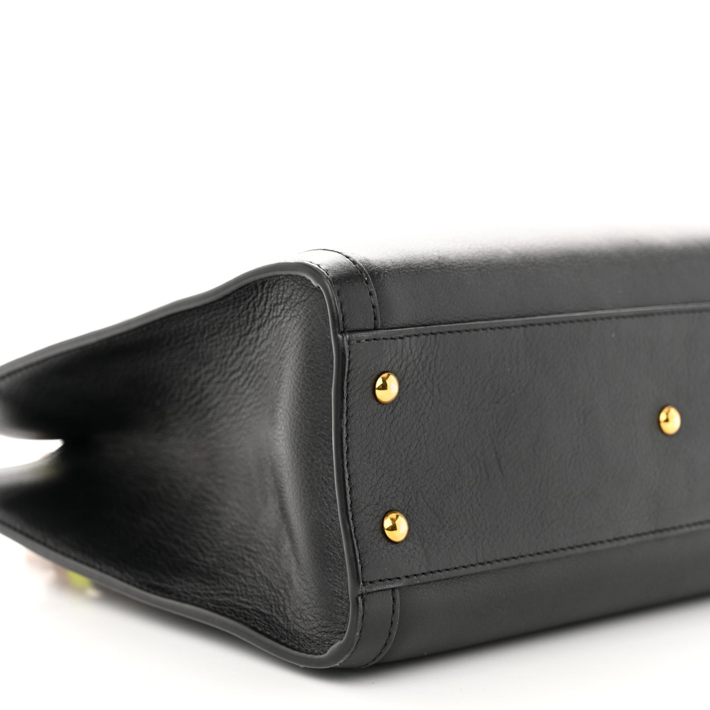 Calfskin Small Diana Tote Bag Black Yellow Fluo