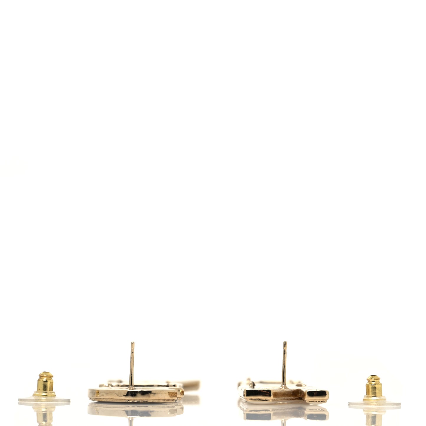 Metal Enamel Cha-Nel Logo Drop Earrings Black White